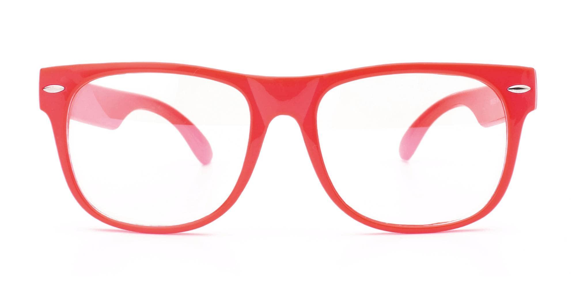 OWL Classic Vintage Clear Lens Sunglasses Red Color Frame Retro 80's