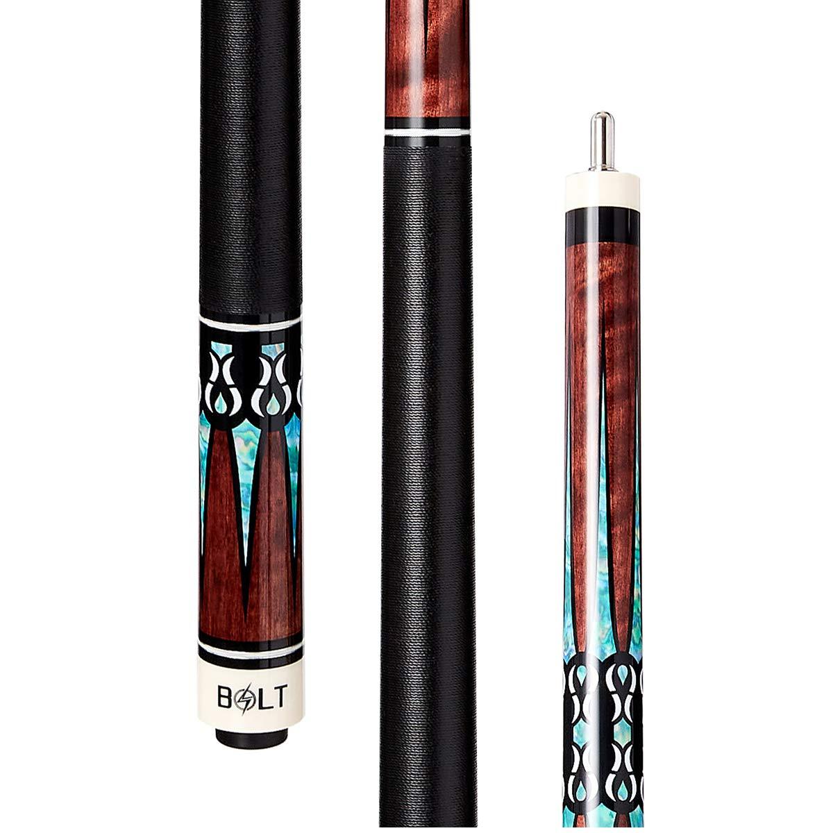 West State Billiards Bolt High Performance Maximum Control Pool Stick 2 Piece Maple 19 20 or 21 oz Pool Cue for Home Bar Pub Billiard Hall XTC Fiber (Maple/Brown Overlaid Abalone Points, 21)