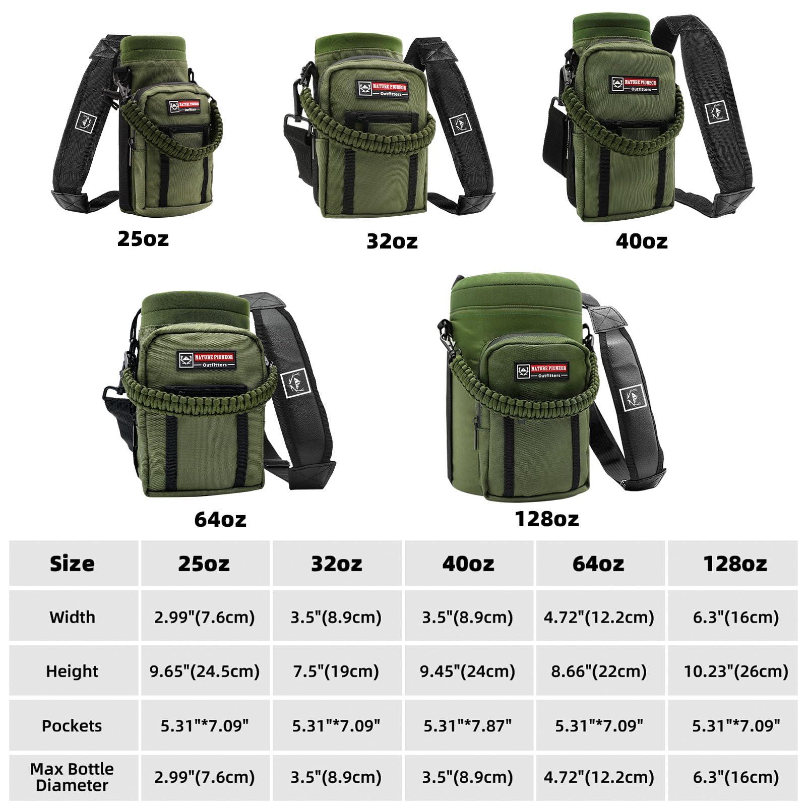 NATURE PIONEOR NATURE PIONEOR Insulated Water Bottle Holder with Shoulder Strap for One Gallon 128OZ Sports Water Jugs Bottles, Carrier/Pouch Sleeve for Outdoor Camping, Hiking,Gym