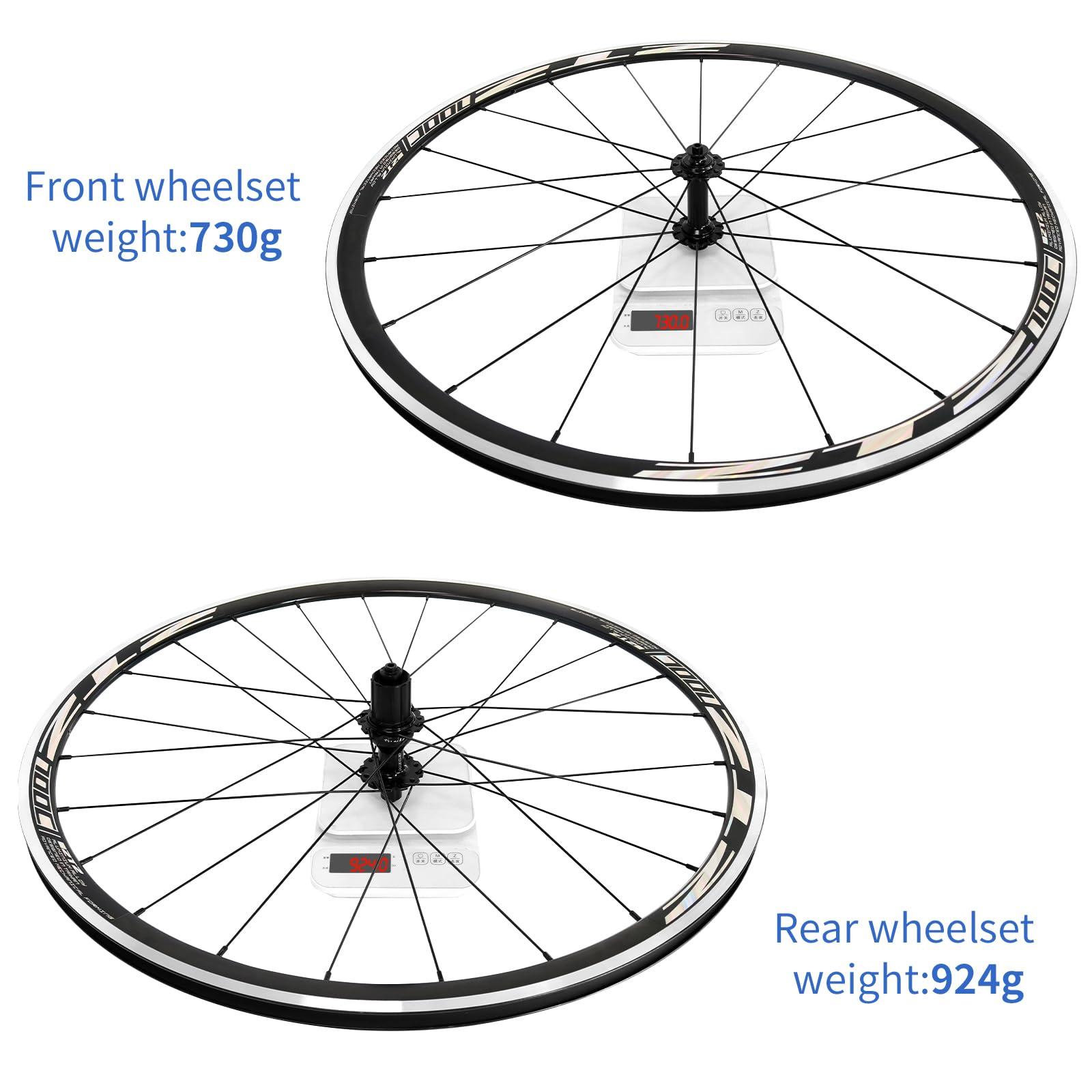 ZTZ ZTZ 700C Road Bike Wheelset, Ultralight Aluminum Alloy 30mm Road Bike Wheel, 20H Front/24H Rear High-Strength Bike Rims, 700c Clincher, Rim Brake, Compatible 8-12 Speed Cassettes (Only Rear Wheel)
