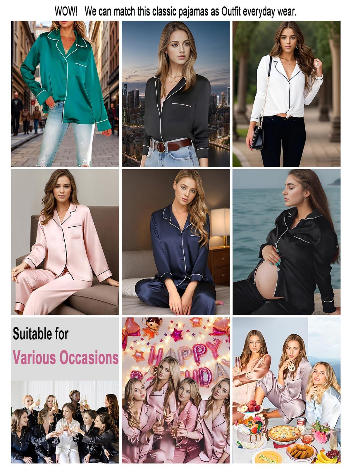 Lonxu Womens Silk Satin Pajamas Set Sleepwear Loungewear Invy M Royal Blue