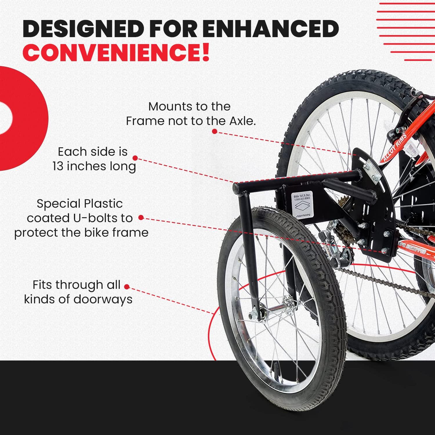 Titan Bike USA Heavy-Duty Stabilizer Wheels for Adult Bicycles, The Original Training Aid for Full Size Bikes with a 24" to 27" Inch Wheel, Supports Over 250 LBS, Patented Design, Black, 16-Inch (1000)