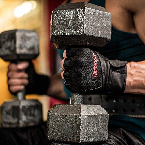 Harbinger Harbinger Pro Wristwrap Weightlifting Gloves with Vented Cushioned Leather Palm (Pair), X-Large, Black
