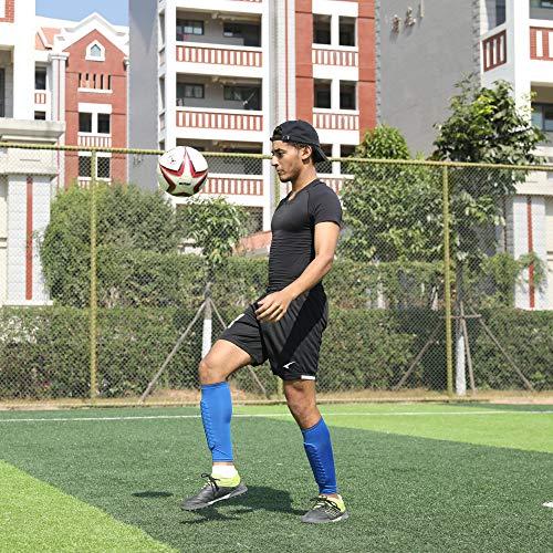 HiRui HiRui Soccer Shin Guards Shin Pads for Kids Youth Adult, Calf Compression Sleeve with Honeycomb Pads, Support for Shin Splint Baseball Boxing Kickboxing MTB, Lightweight(1PAIR)(Blue, XL)