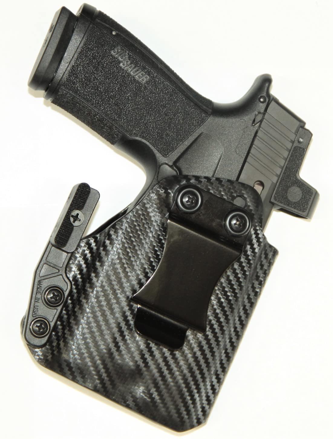 NineFit Basics REVKEL Kydex IWB/AIWB Holster Compatible with Glock Pistols with Olight PL2 Mini Valkyrie w/Modwing Claw. Black Carbon Fiber. Hand Crafted in Texas, USA. (Compatible with Glock 43, Left Hand Draw)
