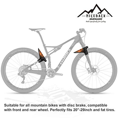 NICEDACK NICEDACK Bike Fender, Adjustable MTB Mud Guard, Front and Rear Compatible Mudguards, Fits 650B 20\" 26\" 27.5\" 29 inch Fat Tire Bikes and All Disc Brake Bicycles (Carbon Fiber Pattern,Orange)