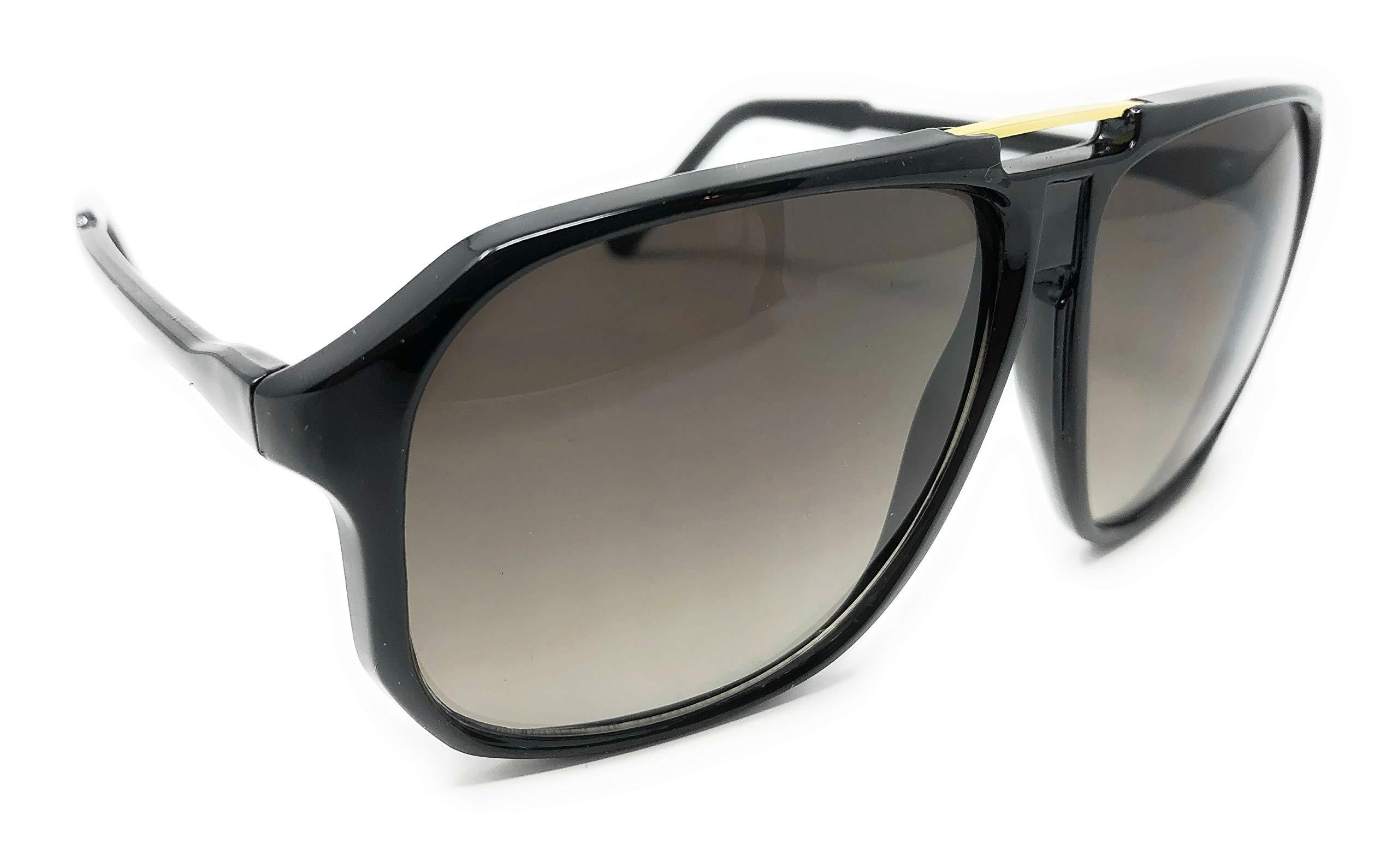 WebDeals Retro Adult Size 70's Style Plastic Aviator Sunglasses (Keyhole Black, Smoke Gradient)