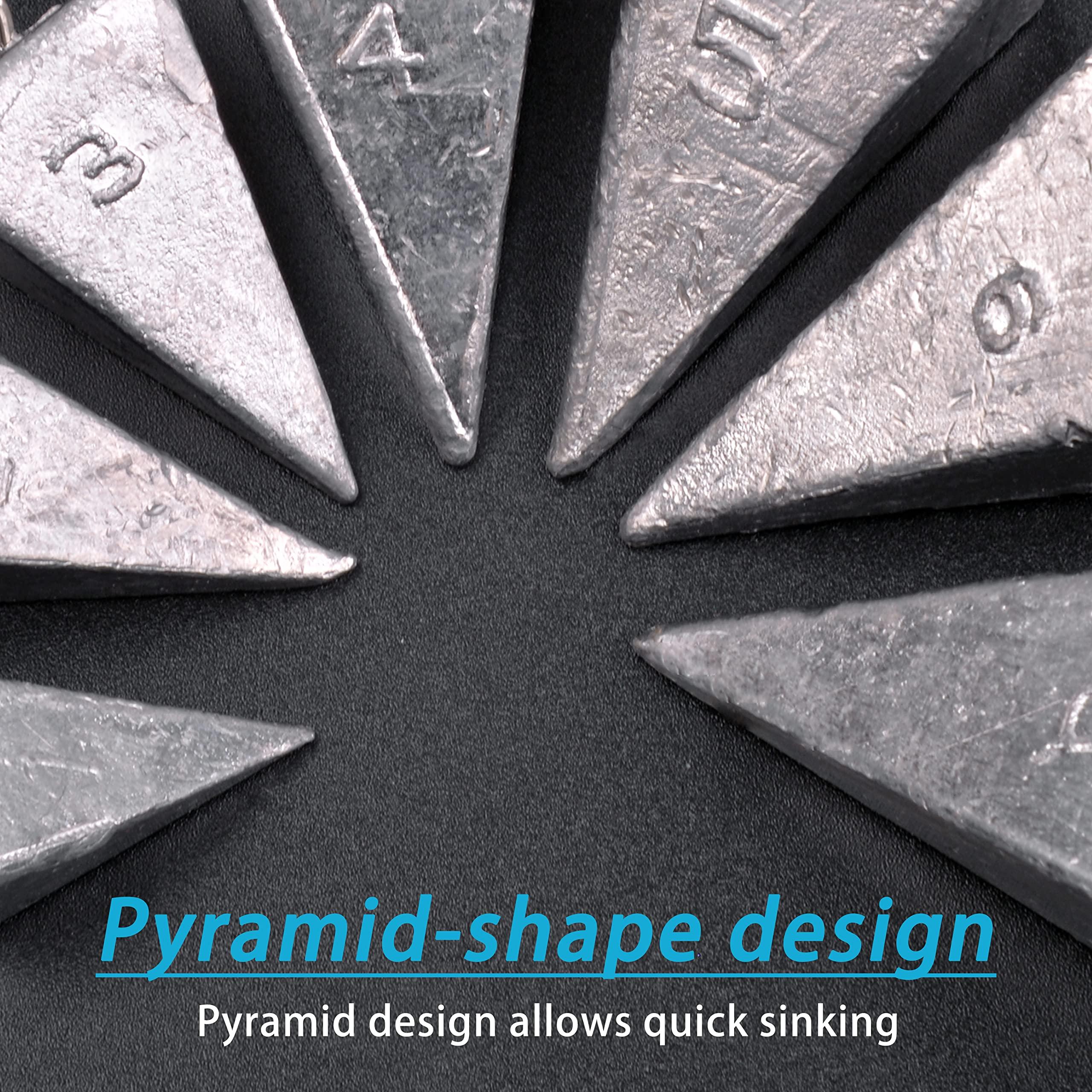 AGOOL Pyramid Sinkers Fishing Weights Surf Fishing Weights Sinkers Ocean Saltwater Pyramid Weight Fishing Sinkers Fishing Gear Tackle 1oz 2oz 3oz 4oz 5oz 6oz 8oz