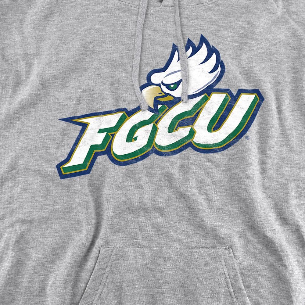 LOGOVISION Florida Gulf Coast University Official Distressed Primary Unisex Adult Pull-Over Hoodie,Athletic Heather, 3X-Large