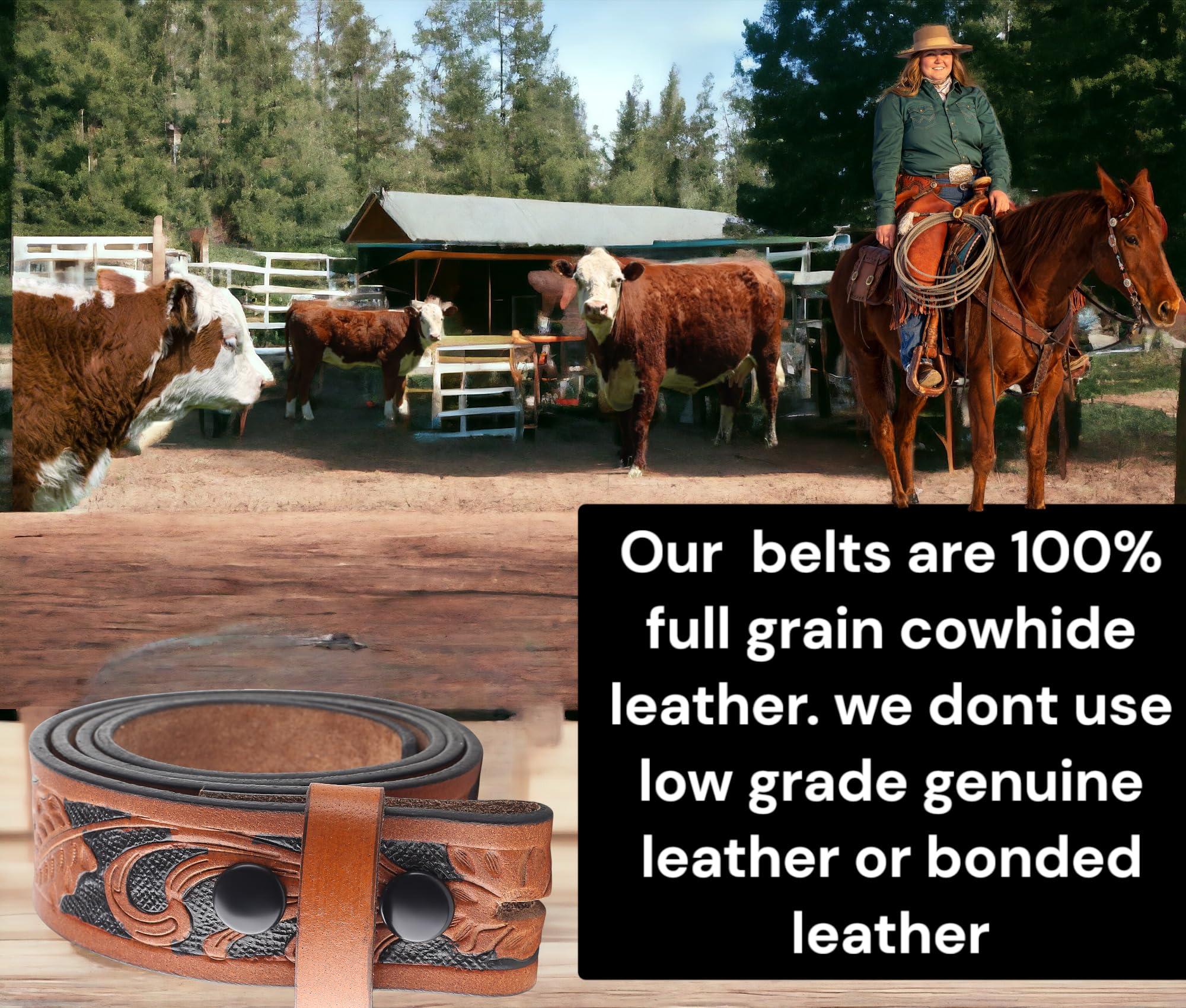 F&L CLASSIC Western Belt without buckle for men Full Grain Leather Cowboy Belts for jeans - One Piece Leather strap belt, USA,2022-03, size 36