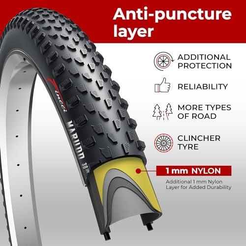 Fincci Fincci MARUDO Pair 29 x 2.10 Inch Bike Tire 52-622 Foldable Tires with 1mm Anti Puncture Proof Protection for MTB Mountain Gravel Hybrid Bike Bicycle - Pack of 2