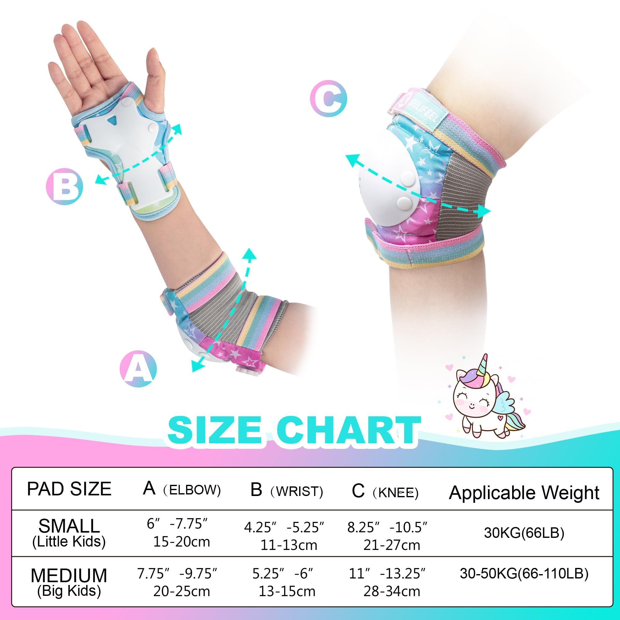 SULIFEEL SULIFEEL Rainbow Unicorn Roller Skates for Kids with Adjustable Protective Gear Set Dazzle Small