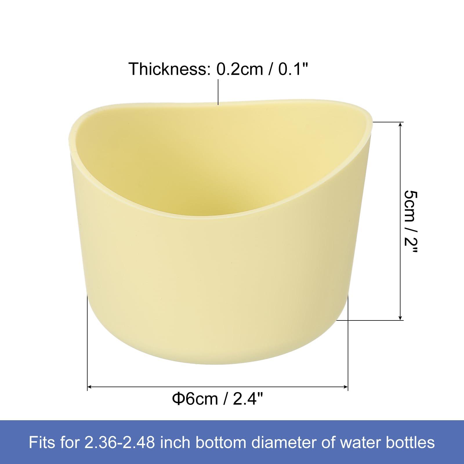 uxcell uxcell 2pcs 6cm Protective Silicone Boot Sleeve for 12-24 oz, Water Bottle Bottom Silicone Anti-Slip Sleeve Cover, Irregular Shape Cup Accessories, Light Yellow