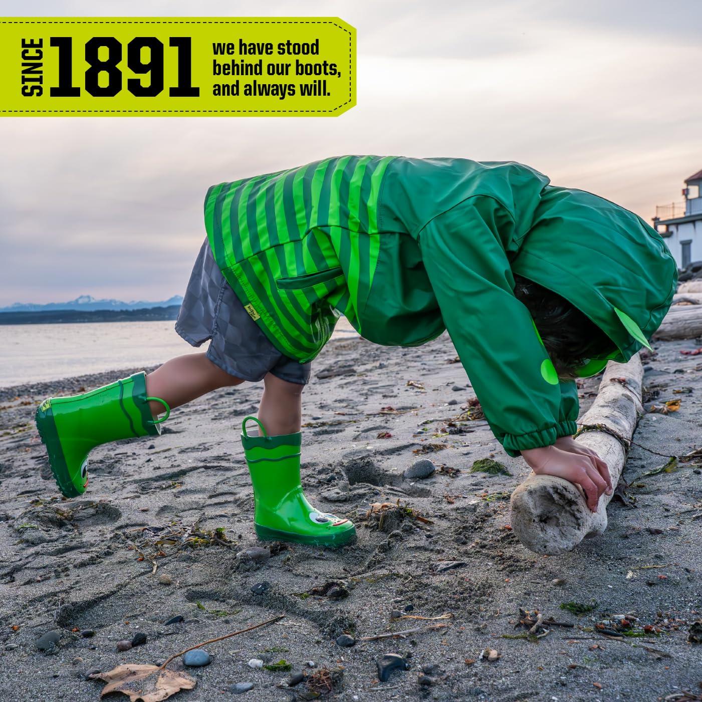 Western Chief Western Chief Boys Waterproof Printed Rain Boot with Easy Pull on Handles - Fritz the Frog, 9 M US Toddler