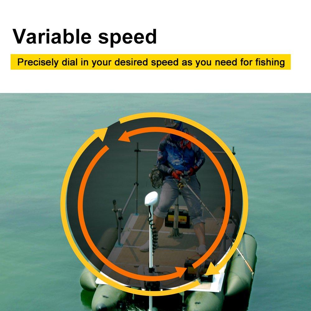 AQUOS AQUOS Haswing White 12V 55LBS 48inch Electric Bow Mount Trolling Motor with Remote Control for Inflatable Boat Kayak Bass Boat Aluminum Boat Fishing, Freshwater and Saltwater Use