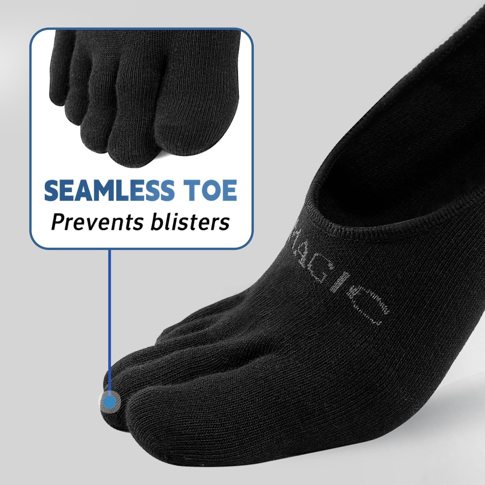 OrrinSports OrrinSports Toe Socks Women Low Cut No Show Socks Non-Slip Invisible Ankle Sock Liner Five Finger Sock (3 Pack)