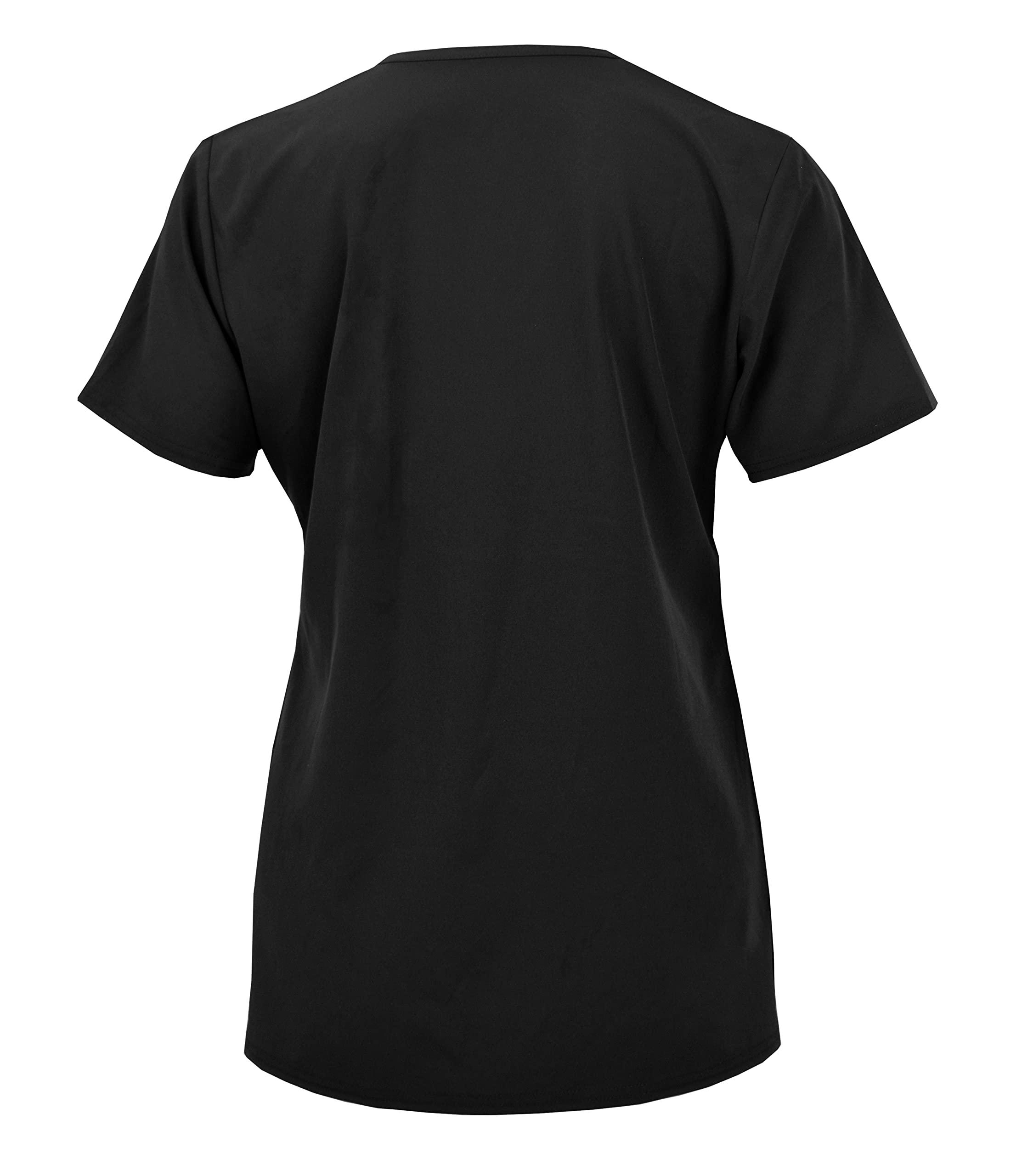 Green Town Green Town Scrubs for Women - Tuck-in V-Neck Scrub Top, Stretch Fabric, Lightweight, Easy Care-Black-XX-Large