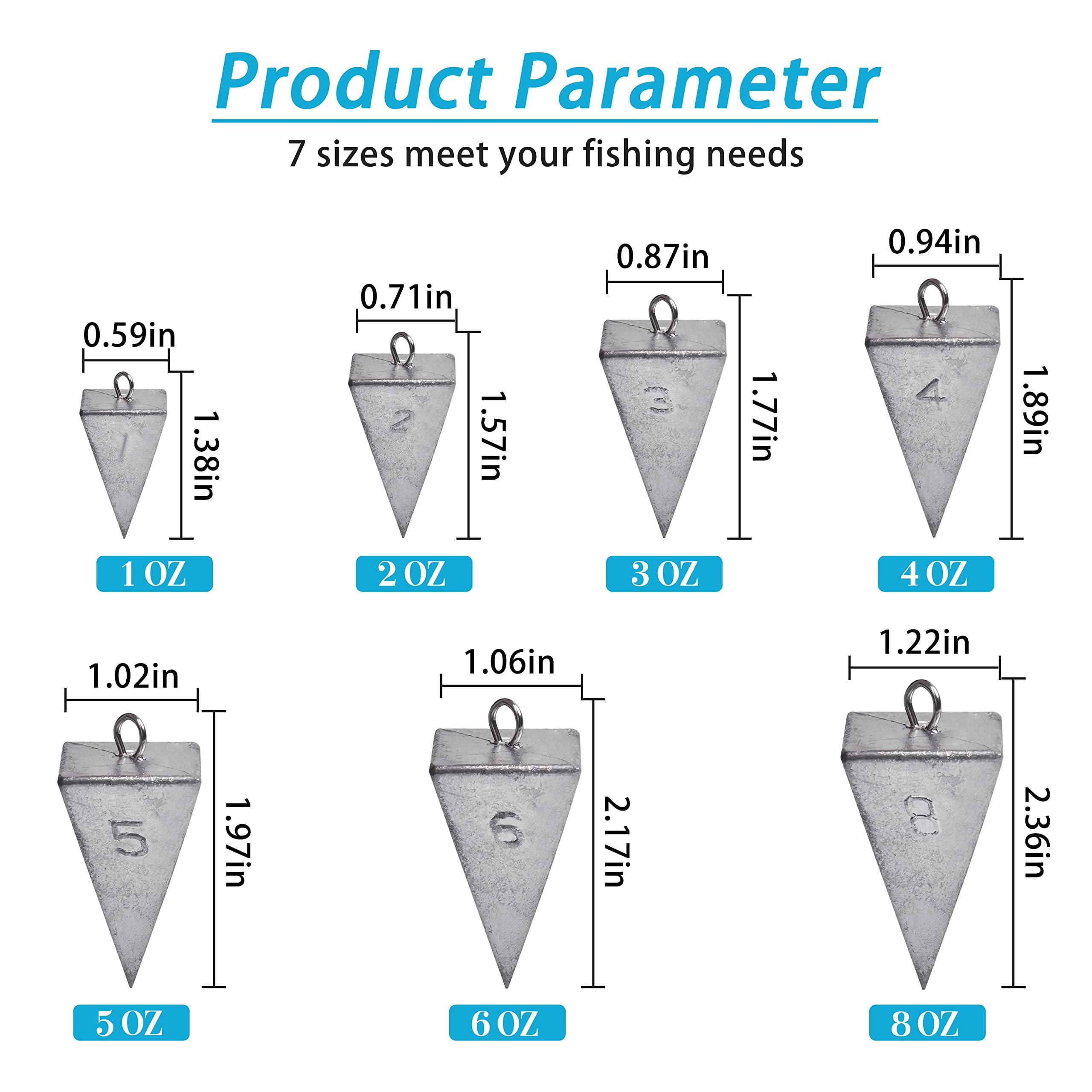 AGOOL Pyramid Sinkers Fishing Weights Surf Fishing Weights Sinkers Ocean Saltwater Pyramid Weight Fishing Sinkers Fishing Gear Tackle 1oz 2oz 3oz 4oz 5oz 6oz 8oz