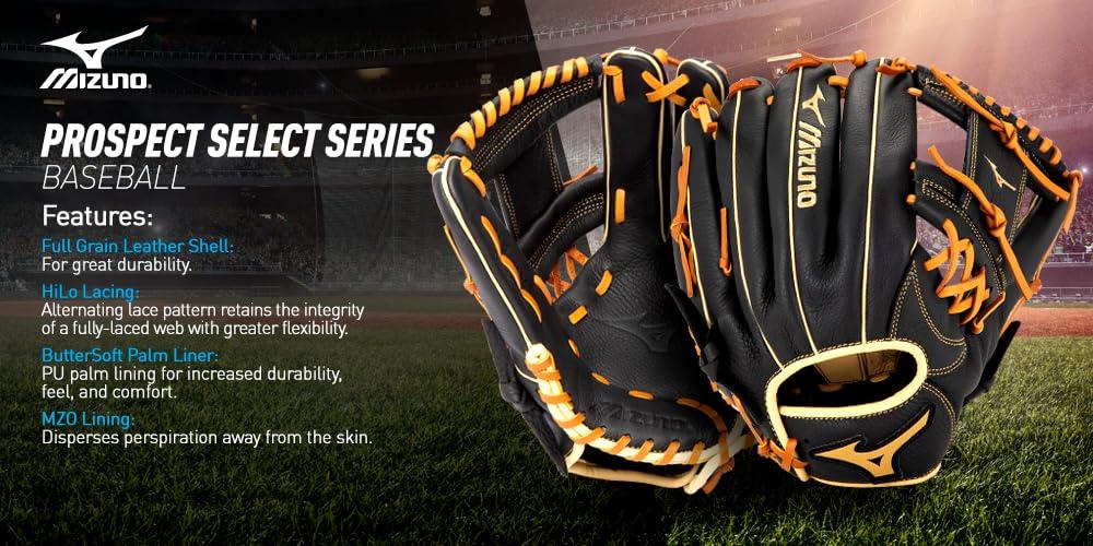 Mizuno Mizuno GPSL1151 Prospect Select Series Infield/Pitcher Baseball Glove 11.5", Deep III Web, Right Hand Throw