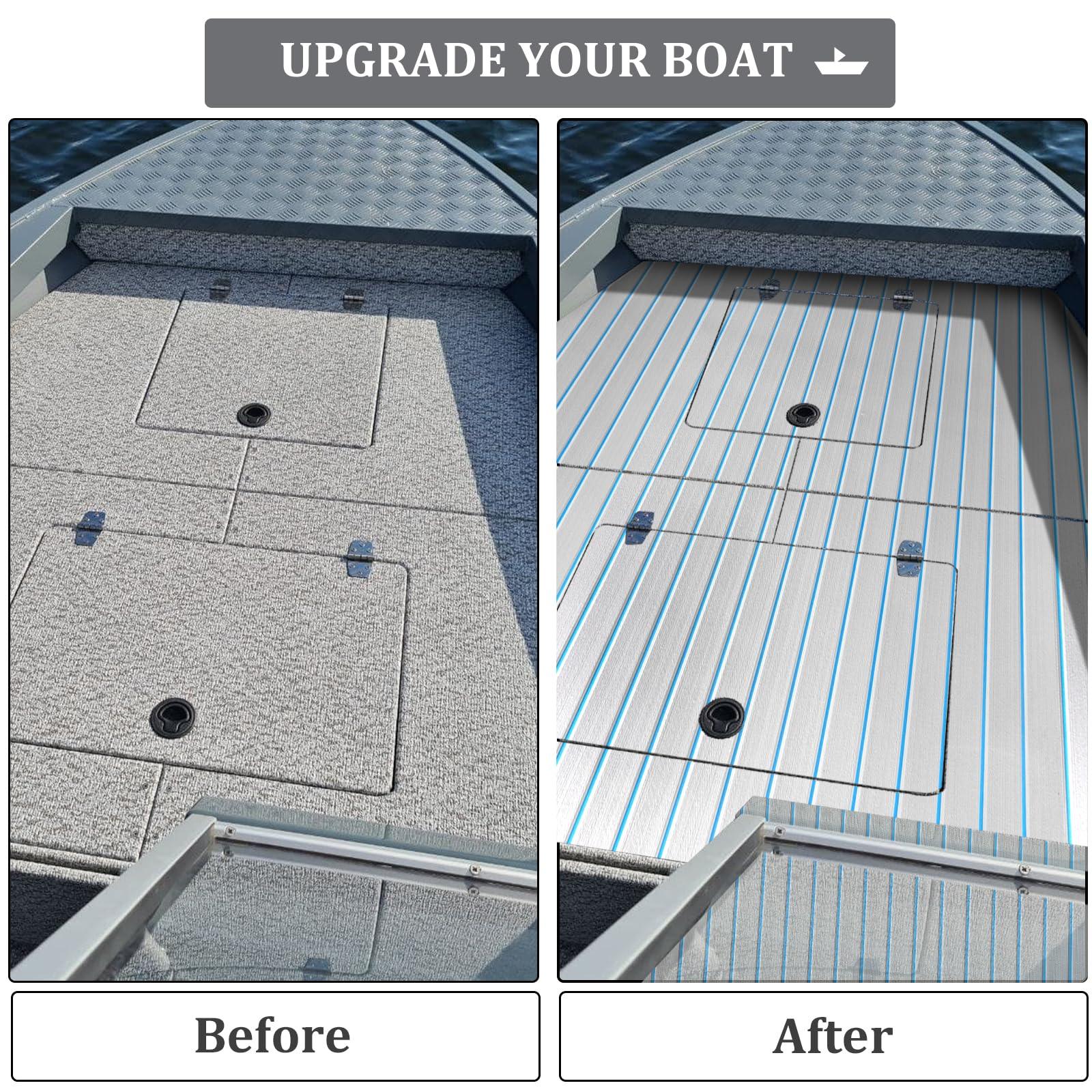 HXBYX HXBYX EVA Foam Boat Flooring with 3M Self-Adhesive Backing DIY Boats Decking Marine Sheet Faux Teak Material,Non-Slip Cooler Pads for Kayak Yacht SwimPool RV 95"x44"/31"/16"/6.7"/2.4",47.5"x16"