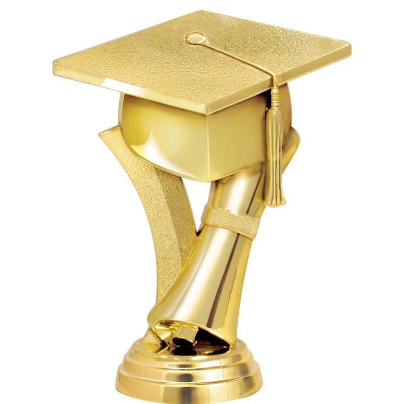Crown Awards Crown Awards Graduation Cap & Scroll Trophy, 7.25" Graduation Cap & Scroll Trophy with 5 Lines of Text Included, 20 Pack