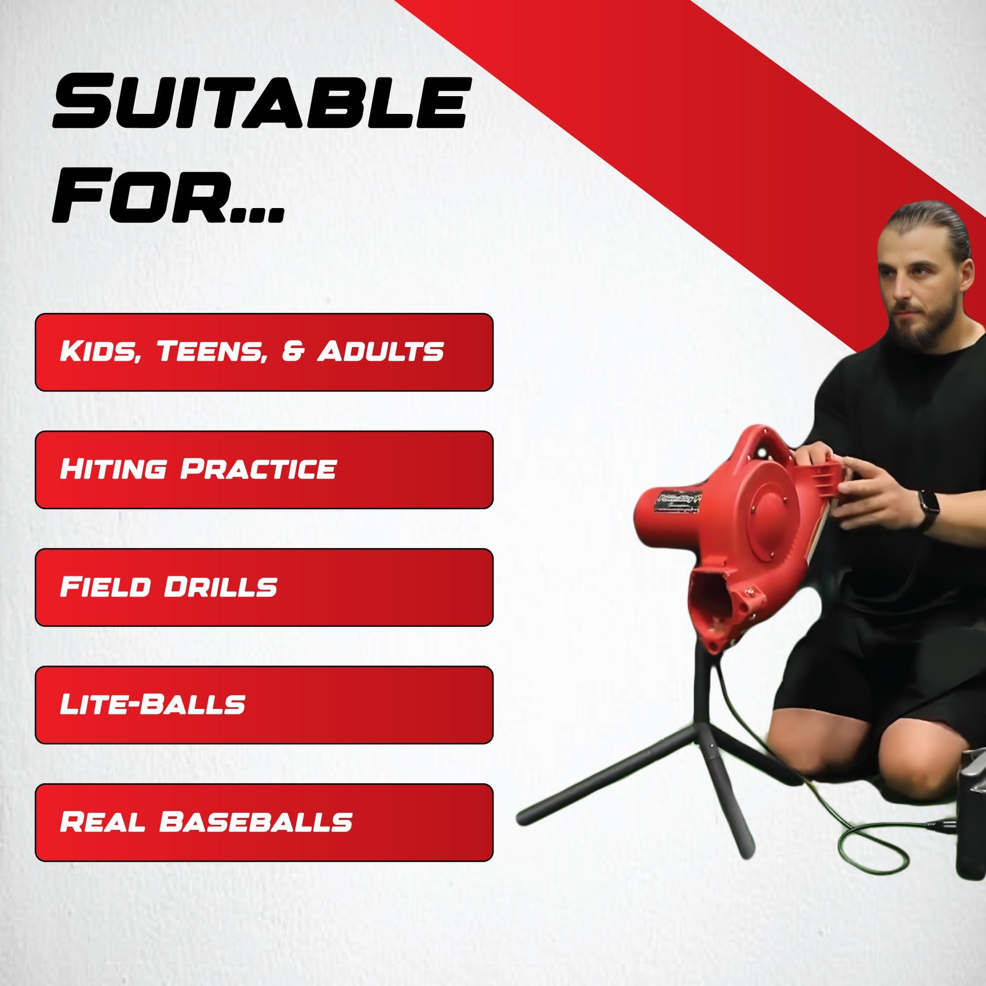 Heater Heater Sports Base Hit Lite Adjustable Baseball Pitching Machine 45 MPH Pitching Speed, Includes Automatic Ball Feeder, Extremely Accurate | Perfect for Hitting and Fielding Training for All Ages