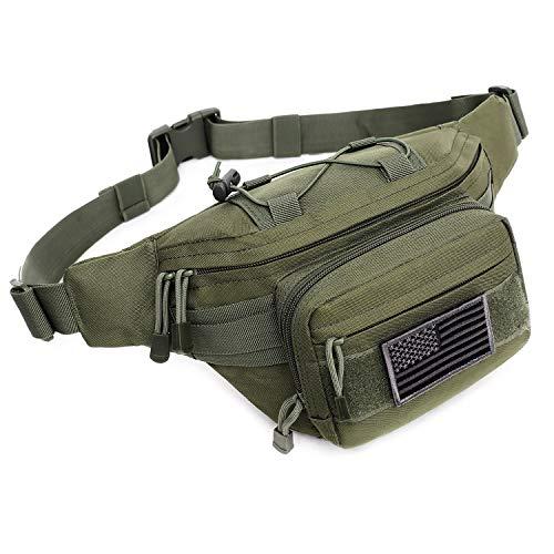 Tactical Waist Pack Military Waist Bag Fanny Pack Hip Bum Bag with Adjustable Strap for Camping Hiking Hunting Army Green