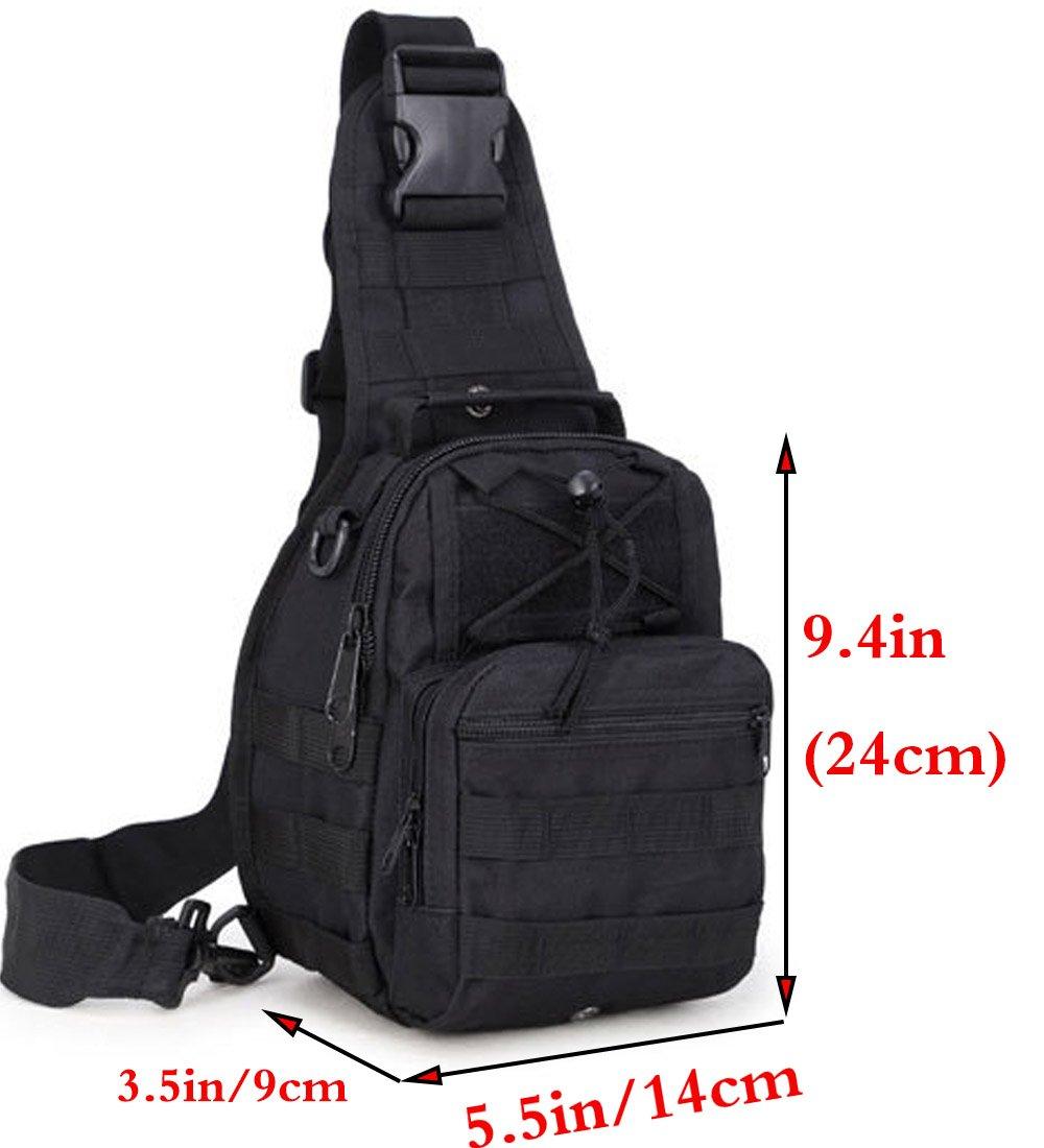 Rullar Rullar Small Hiking Daypack Sling Chest Bag Multifunctional Shoulder Messenger Crossbody Backpack Camping Pack Black