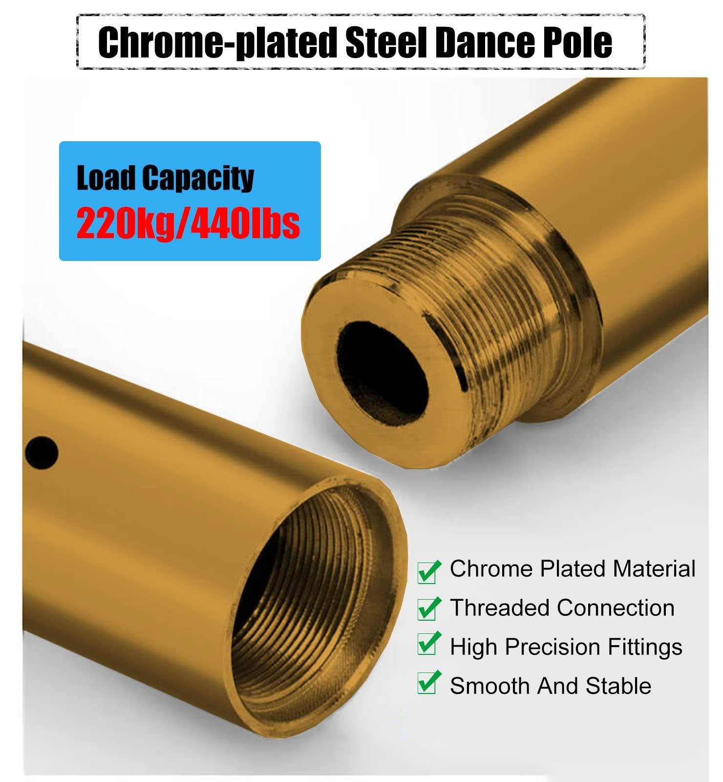 JYDQMOLS JYDQMOLS Portable Dance Pole Home Fitnes 2.74m/9ft Height Adjustable Spinning/Static Dance Pole, Home/Yoga Room/Dance Studio Extendable Dancing Pole Kit for Beginner/Professional Dancers(Gold)