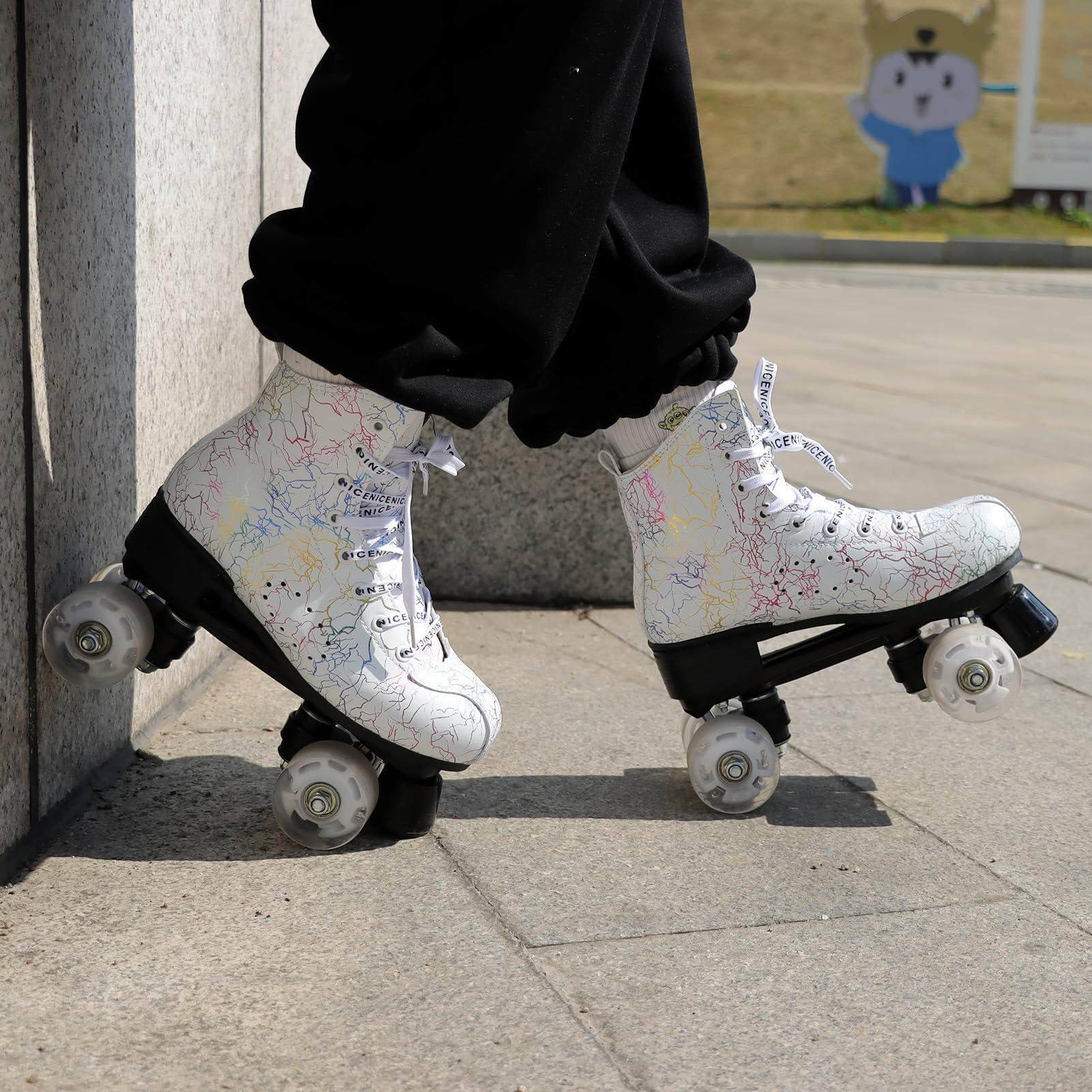 ugboiu Ugboiu Roller Skates for Men and Women, Derby Roller Skates with 4 Shiny Wheel, Classic Double-Row Skates for Indoor and Outdoor
