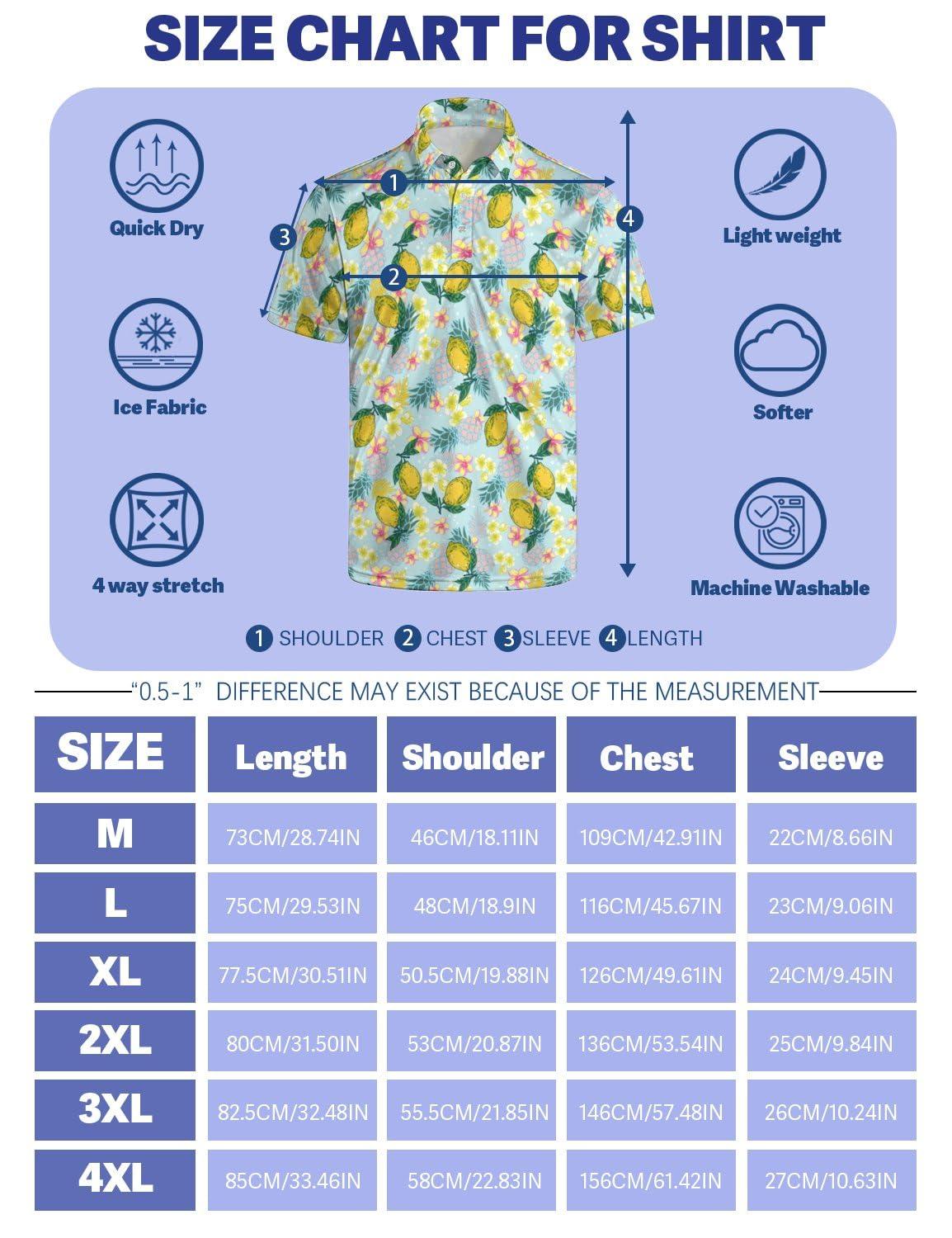 MSCPZH MSCPZH Mens Golf Shirts Hawaii Golf Polo Shirts for Men Short Sleeve Polo Shirts Golf Mens Polo