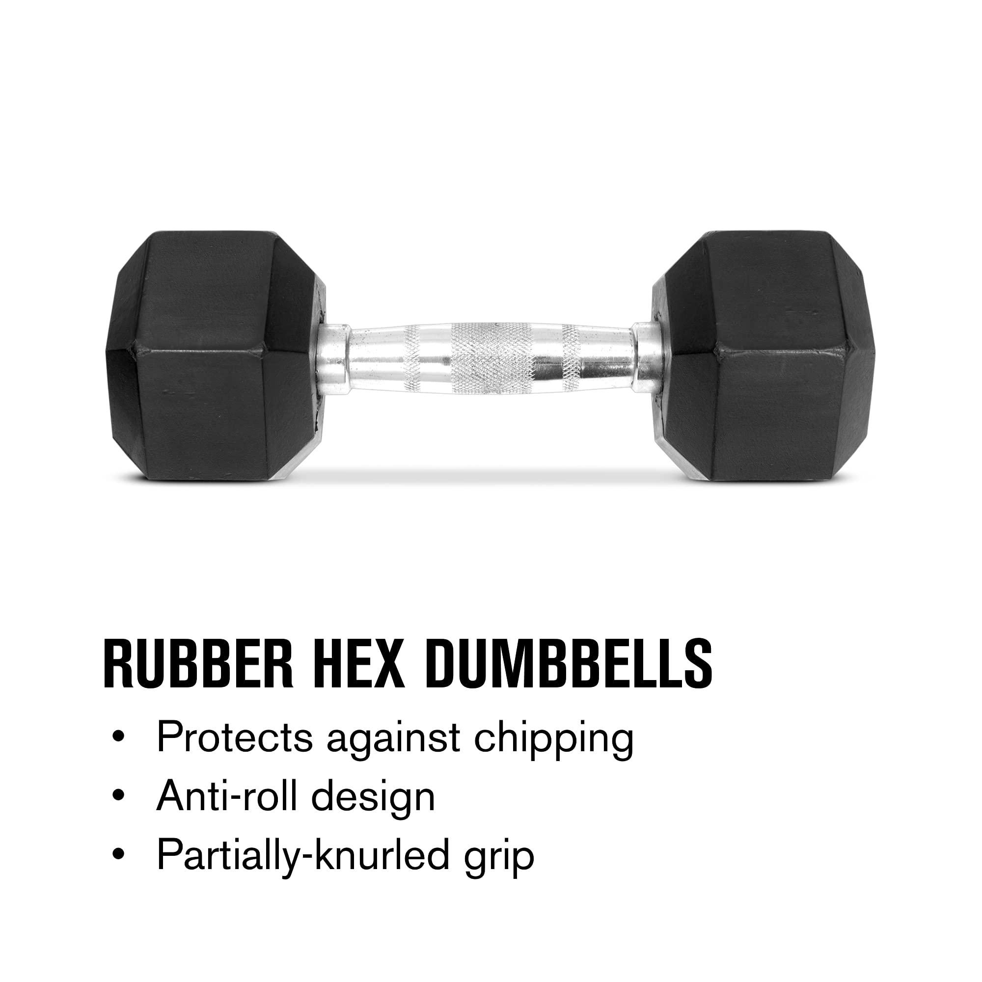 Weider Weider 10 Lb. Rubber Hex Dumbbell, Black