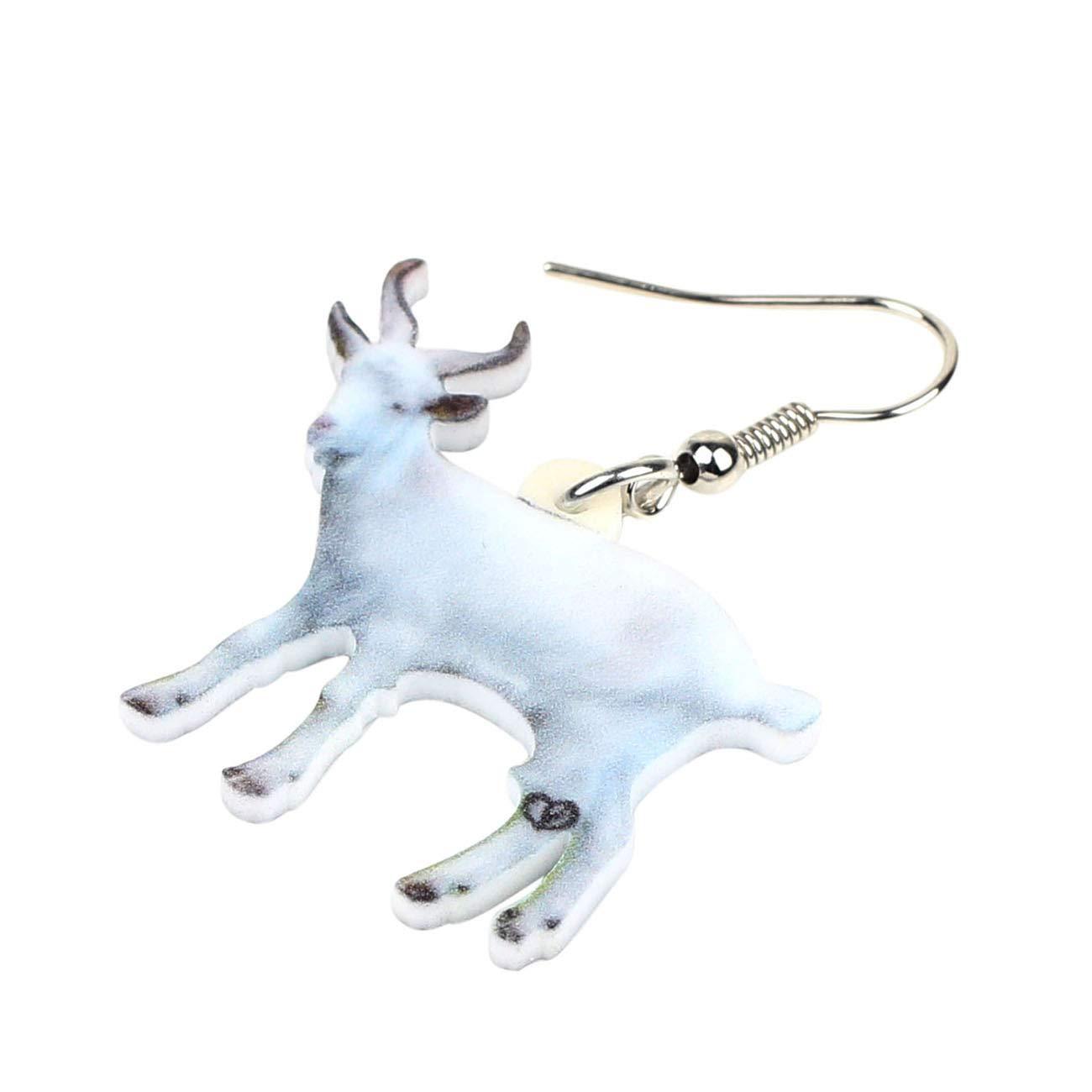 DUOWEI DUOWEI Acrylic Lovely Goat Earrings Novelty Drop Dangle Jewelry for Women Lovers Unique Gifts and Souvenir (White)