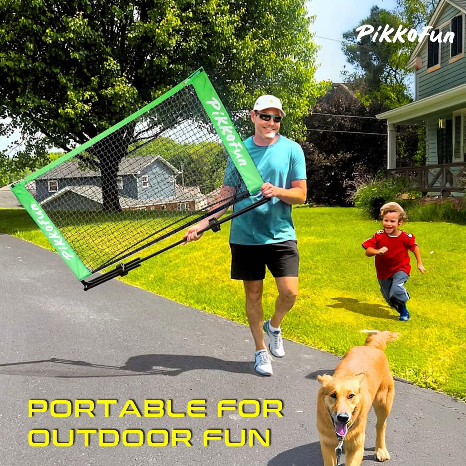 PIKKOFUN PIKKOFUN Small Mini Pickleball Net 5 ft - Portable Pickleball Dink Practice Net for Indoor and Outdoor, USAPA Regulation Height 3 ft., Quick Set Up Lightweight and Durable Design, Orange Net