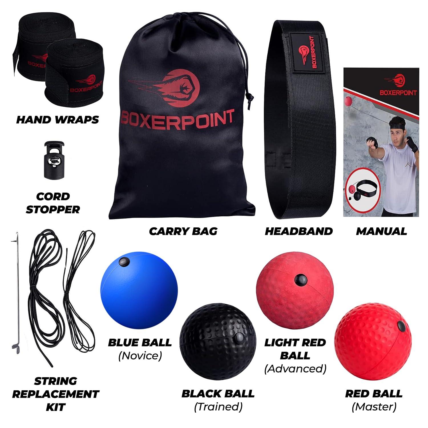 BOXERPOINT Boxerpoint Boxing Reflex Ball Boxing Ball Headband Boxing Game for Adults & Kids Hand Eye Coordination Training Boxing Equipment & MMA (Adults)