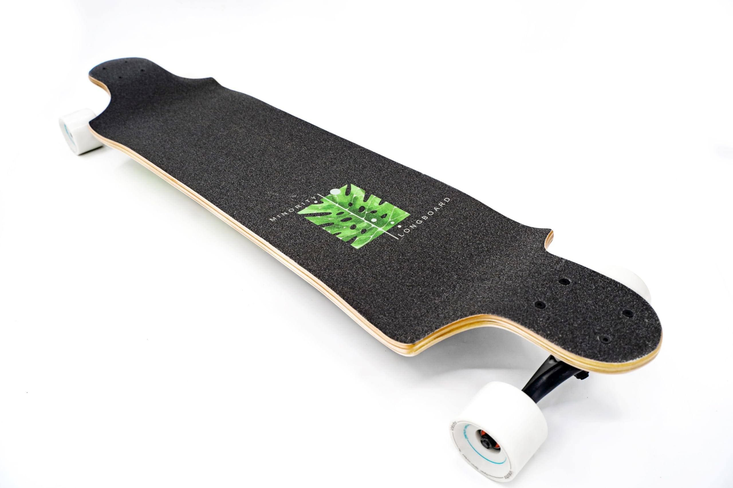 MINORITY MINORITY Downhill Maple Longboard Skateboard | 40-inch Drop Trough Deck | Made for Cruising Ride (Tropical)