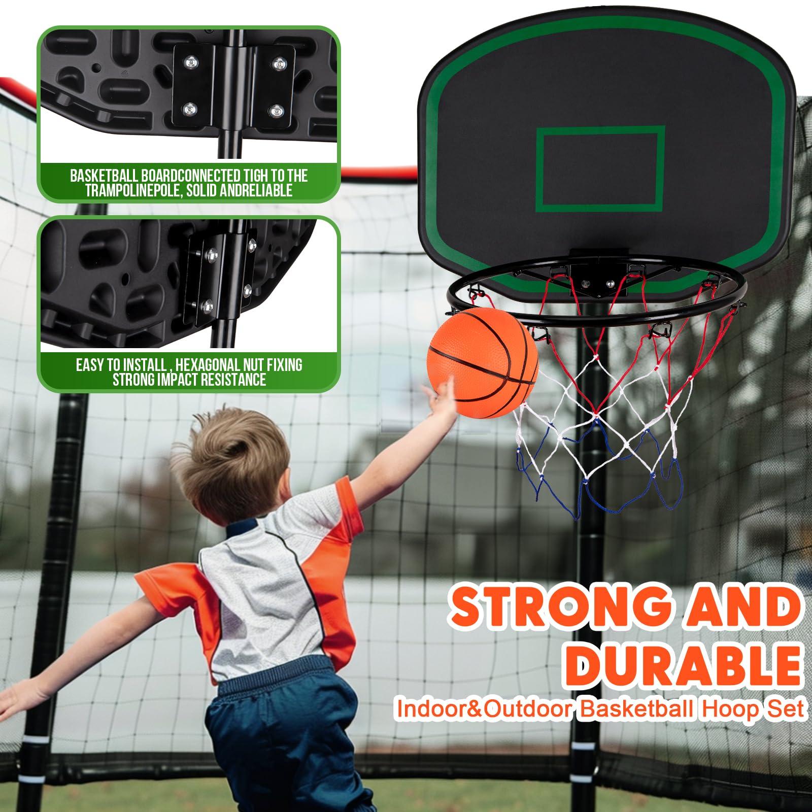 LuckySlycyc LuckySlycyc Trampoline Basketball Hoop,Basketball Hoop for Trampoline Outdoor 8-15FT Trampoline,with Pump and 2 Mini Basketball, Easy to Install(Fit for Straight Pole Only-0.71 inch), Green