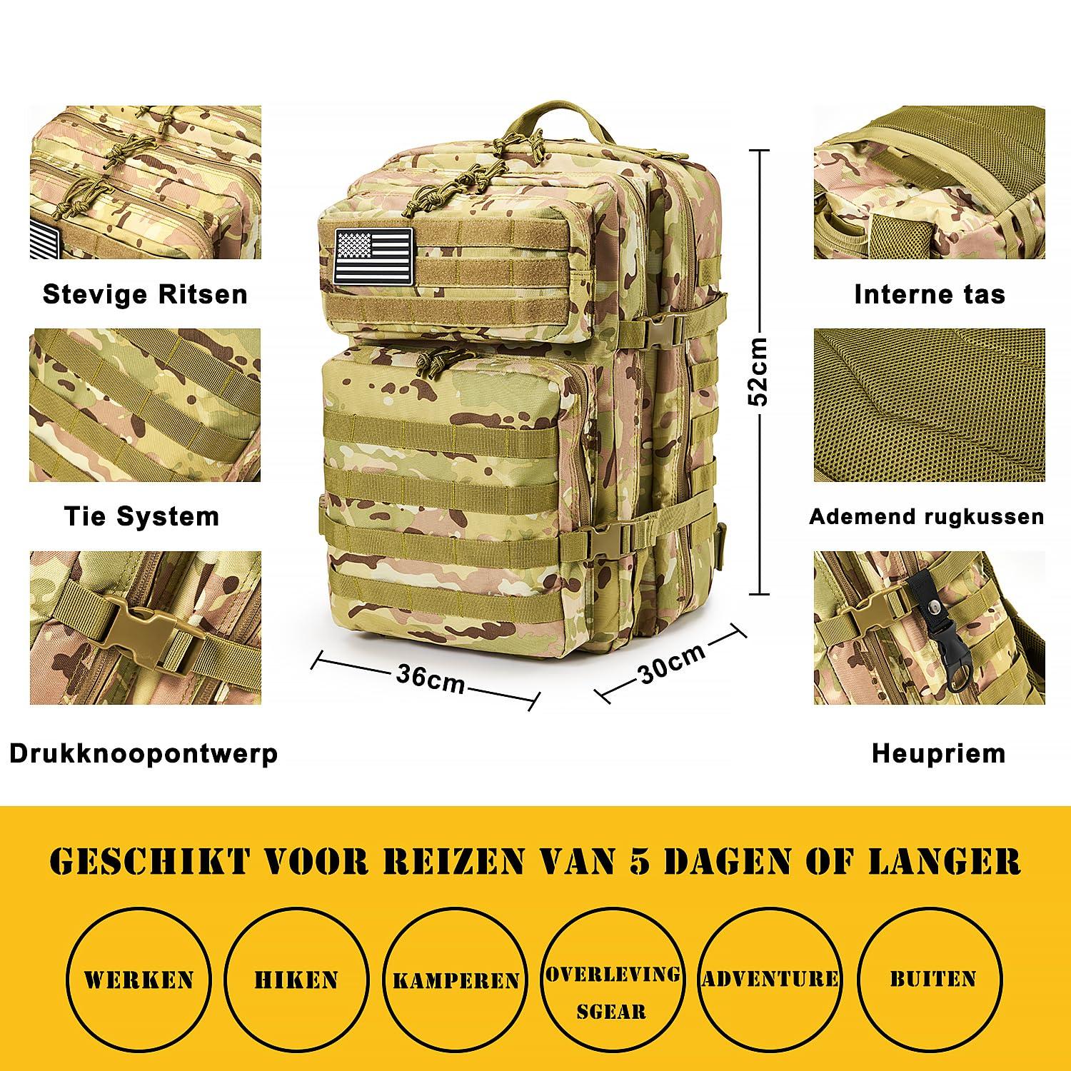 Skywod Survival First Aid Kit,99PCS Professional Survival Gear Large Hiking Backpack with Emergency Equipment Outdoor Adventure Accessories,Gift for Men Father - (Camo-Brown)