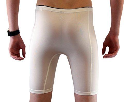 Maks Mens Compression Gym and Exercise Shorts (White, Large)