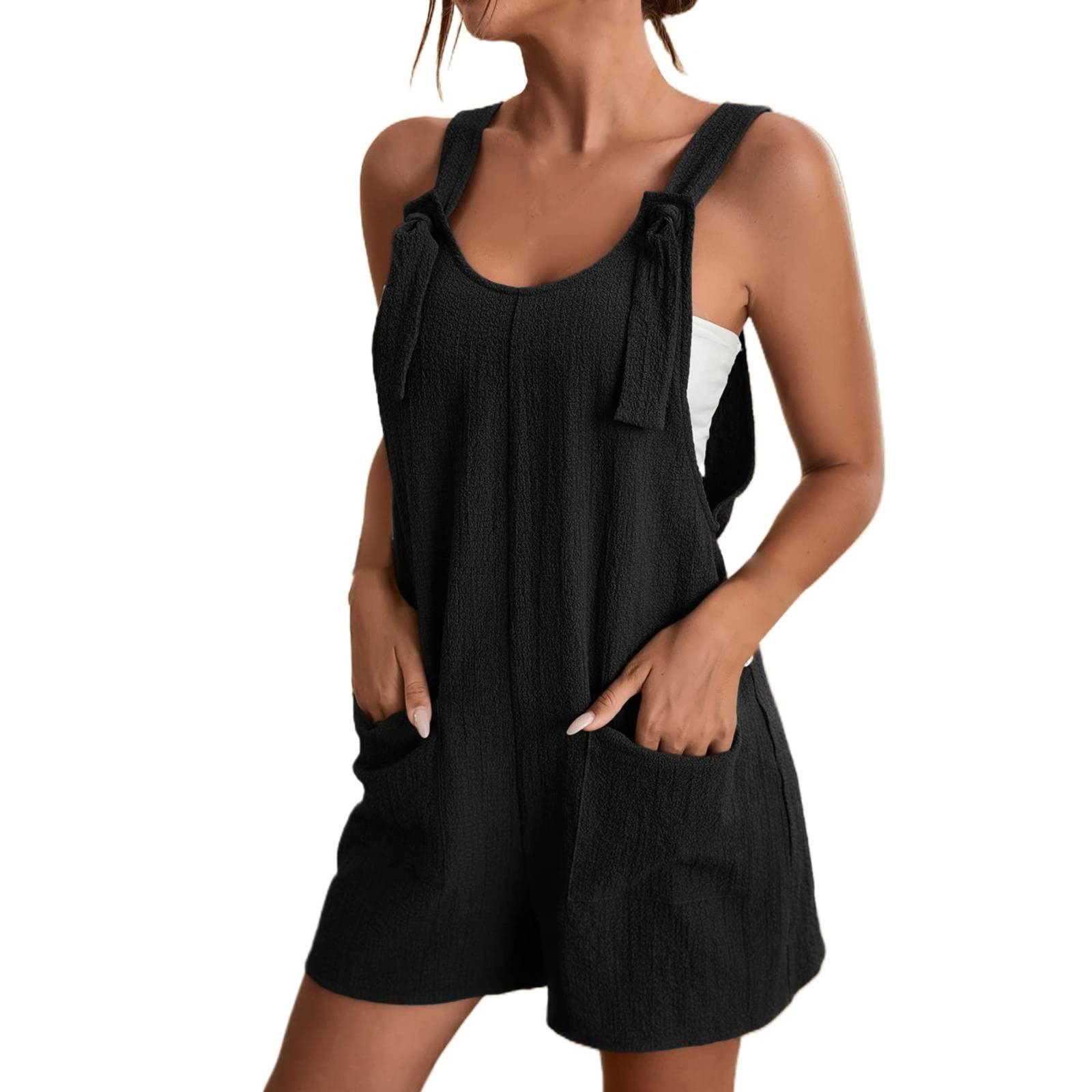 ZYXTIM ZYXTIM Rompers for Women Summer Casual Versatile Cute Sleeveless Adjustable Strap Lightweight Loose Short Jumpsuit Plus Size