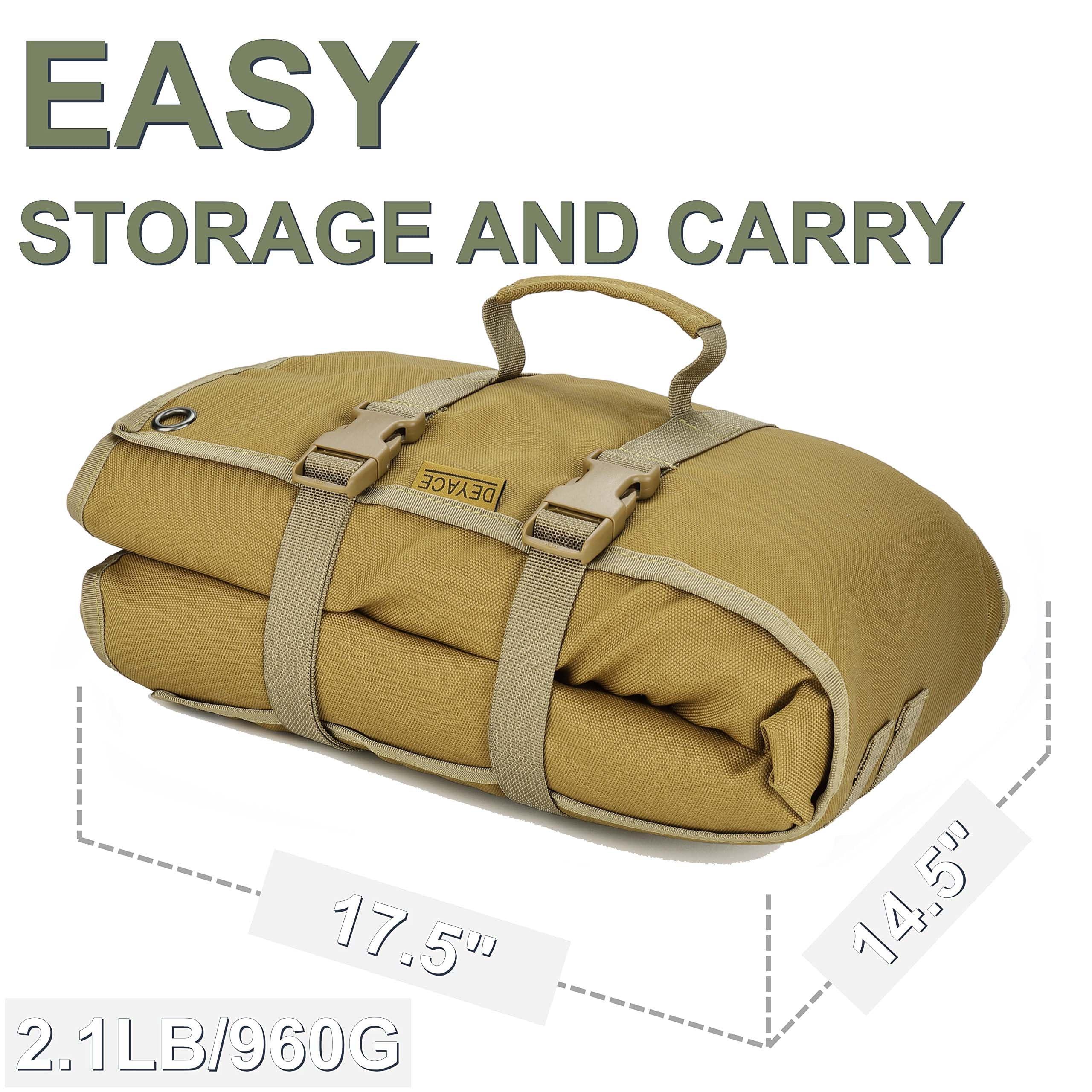 DEYACE DEYACE Shooting Mats Prone Padded, Extra Large Portable Roll Up Shooting Mat for Range Shooting and Hunting (Tan)