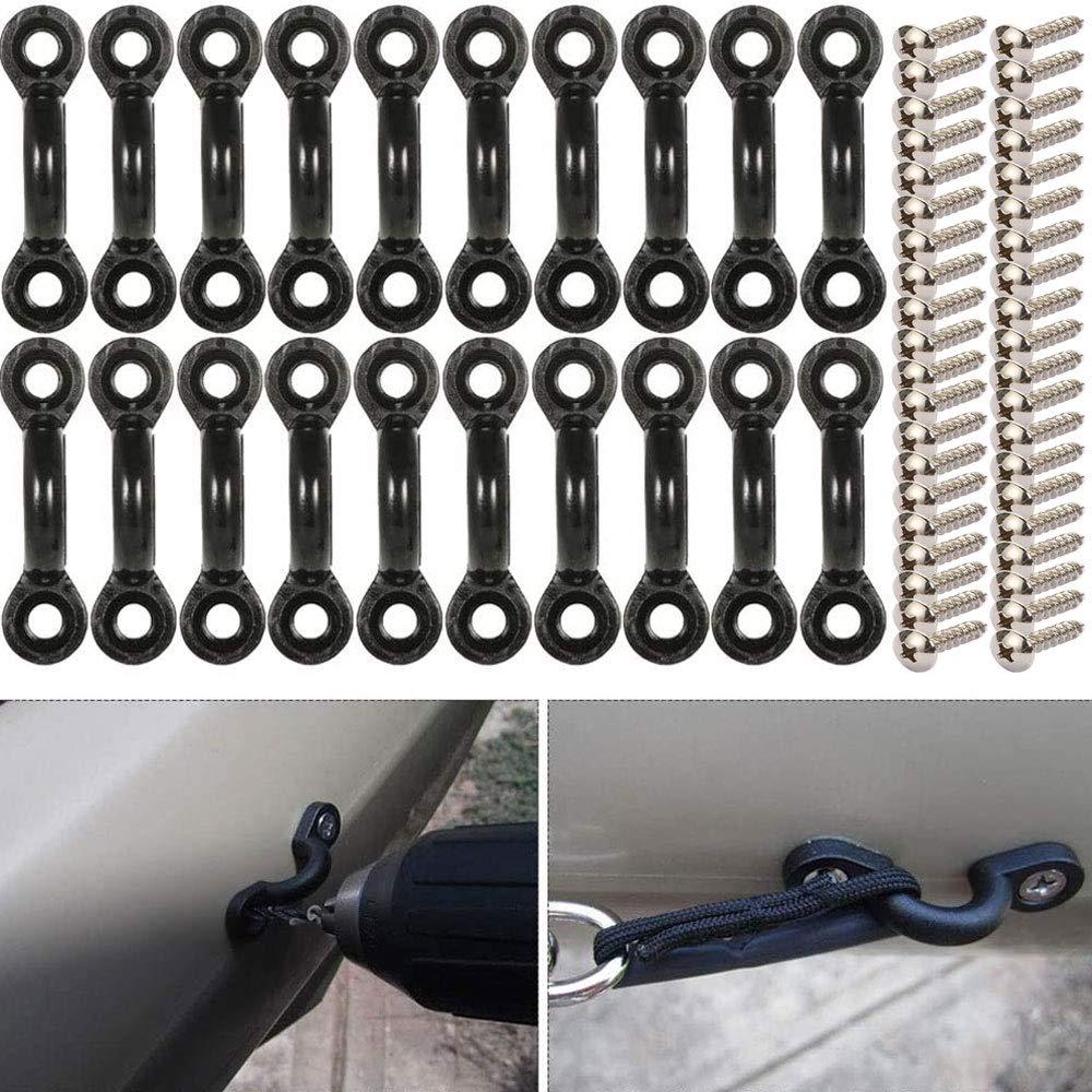 Borogo Borogo Kayak Pad Eye Kit, 20PCS Nylon Bungee Deck Loops Tie Down Pad Eye with 40 Screws for Boat Kayak Deck Rigging Kit
