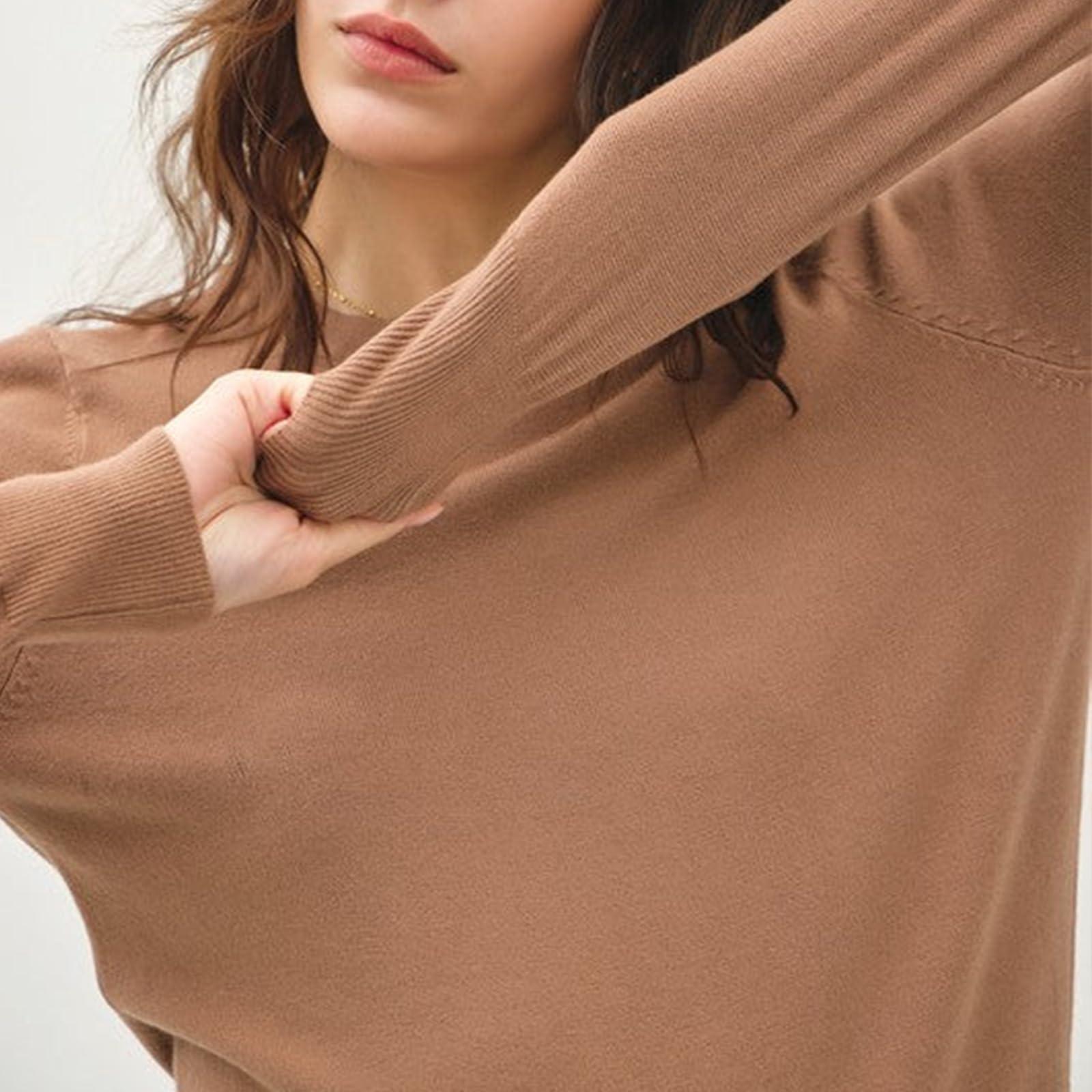 lanshougu lanshougu Basic Knit Sweater,Casual Crew Neck Knit Lightweight Pullover Sweater,Long Sleeve Basic Knit Pullover Sweater (Deep Red,S)