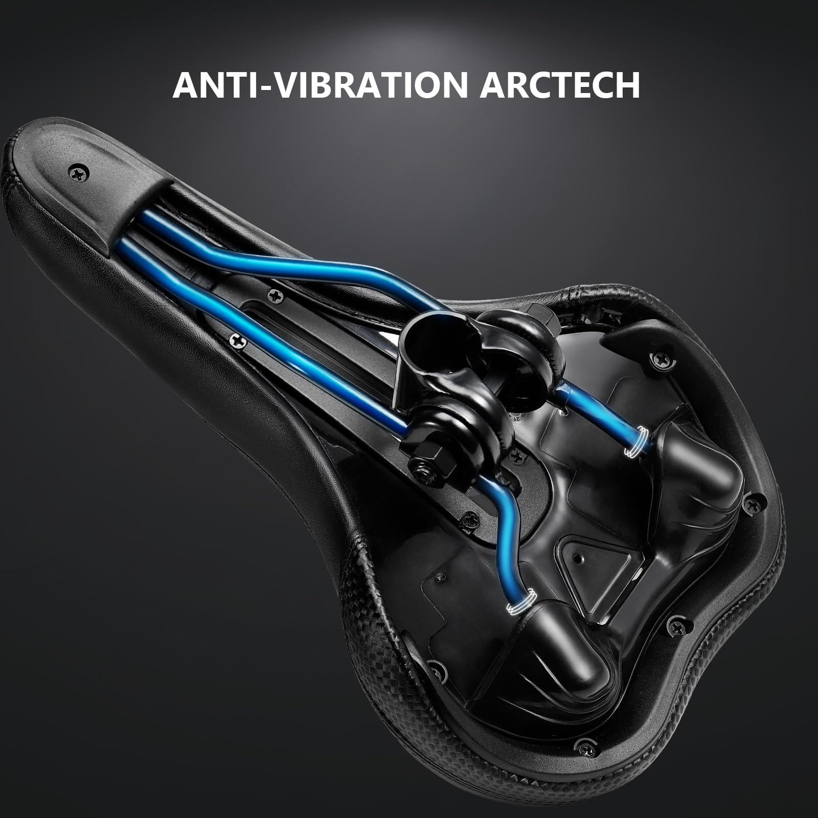 IPOW IPOW Comfort Bike Seat for Women or Men, Bicycle Saddle Replacement Padded Soft High Density Memory Foam with Dual Shock Absorbing Rubber Balls Suspension Universal Fit for Indoor/Outdoor Bikes