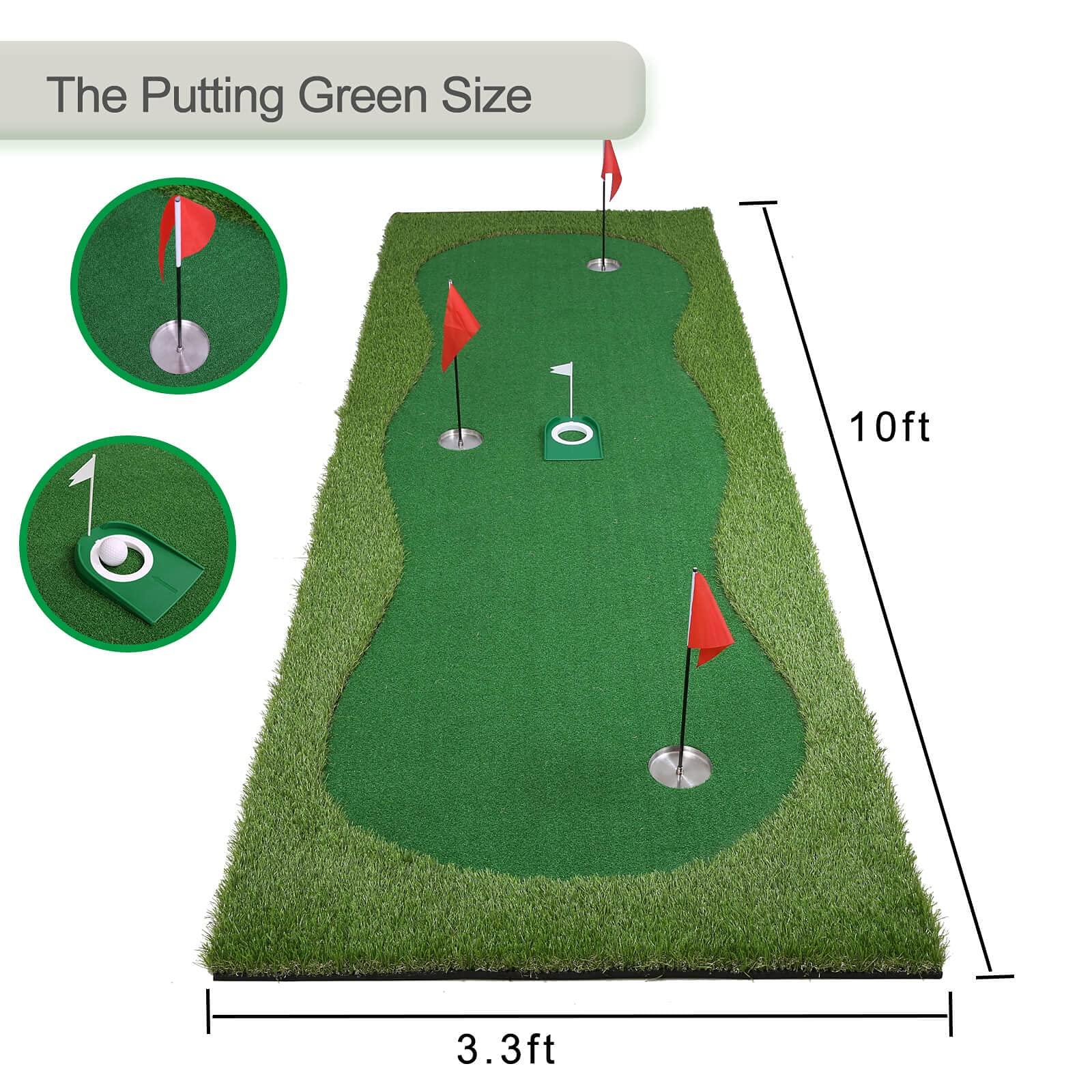 Chriiena Chriiena Golf Putting Green, Practice Putting Green Mat, Large Professional Golfing Training Mat for Indoor Outdoor (3.3X10ft)