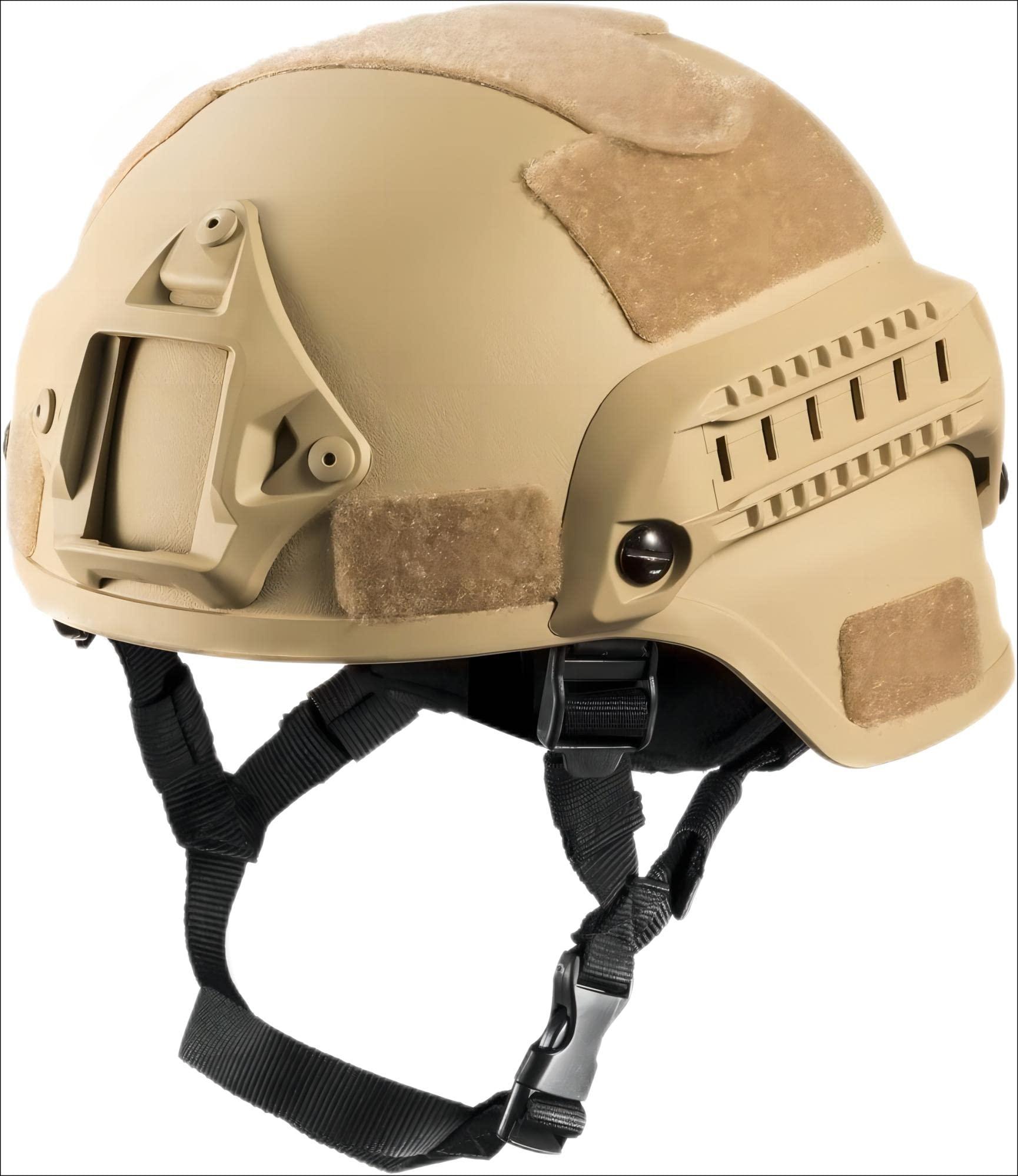 CMAIR4U CMAIR4U Airsoft Helmet Mich 2000 Tactical Helmet with Ear Protection, Front NVG Mount and Side Rail (Tan)