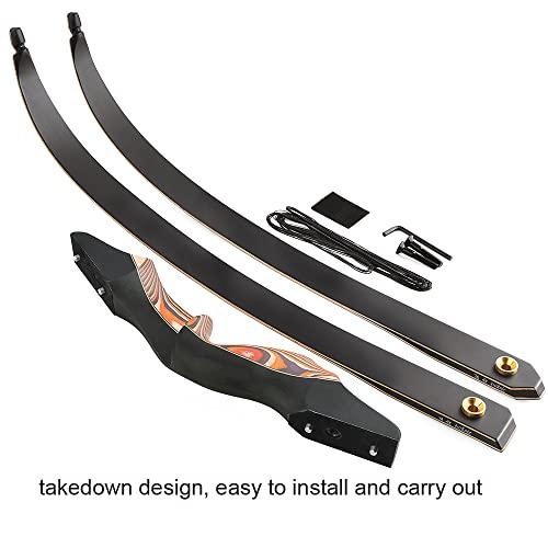 AMEYXGS 60 Inch Takedown Recurve Bow 25-60 Lbs American Hunting Bow Wood Riser Right Hand Longbow for Adult Beginner Hunting Target Practice (25 Lbs, Wine red)