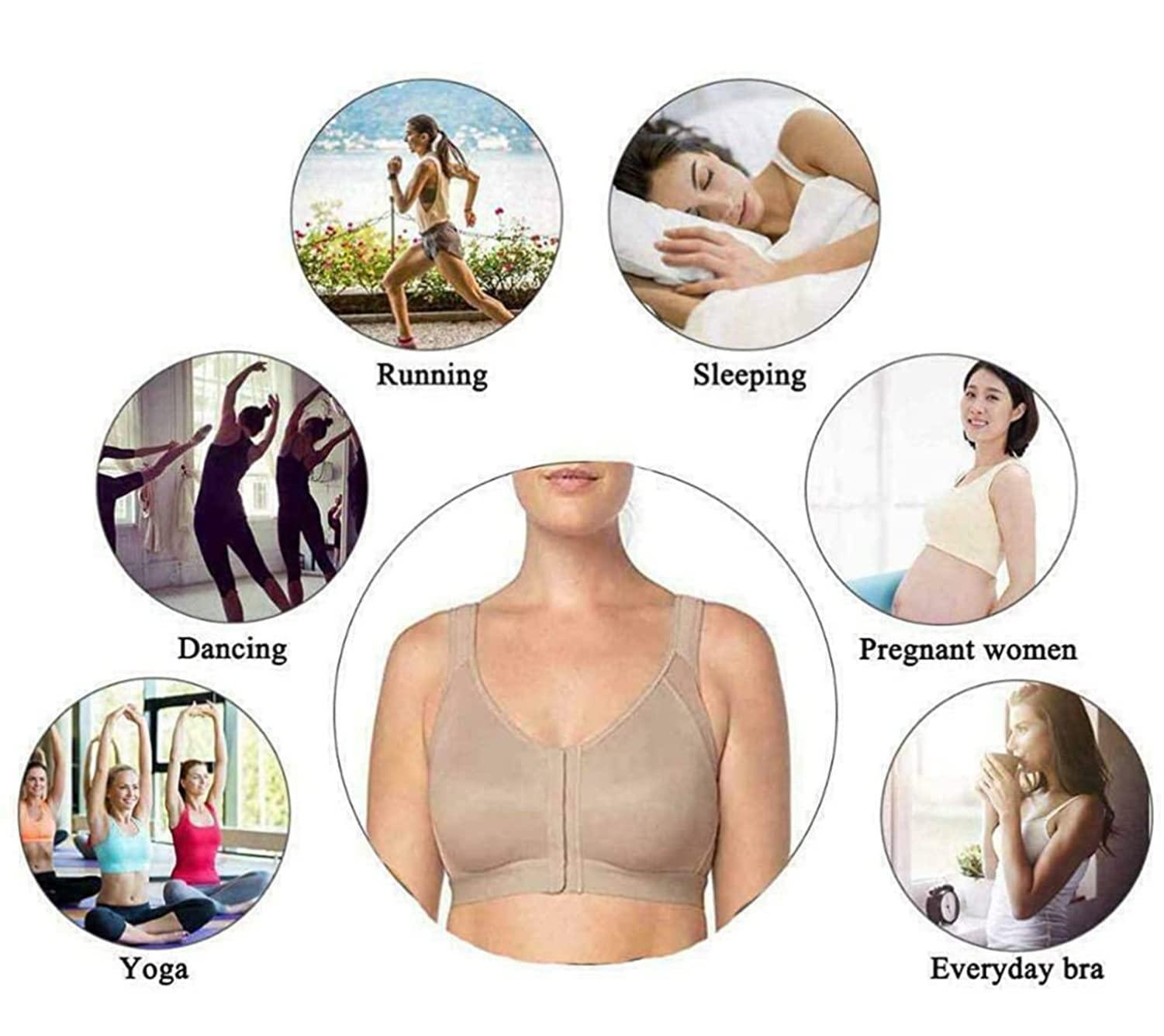 GHJGH GHJGH Goldies Bra for Seniors Front Closure, Embraced Bra, Sora Bra for Older Women Front Closure (Beige,L)