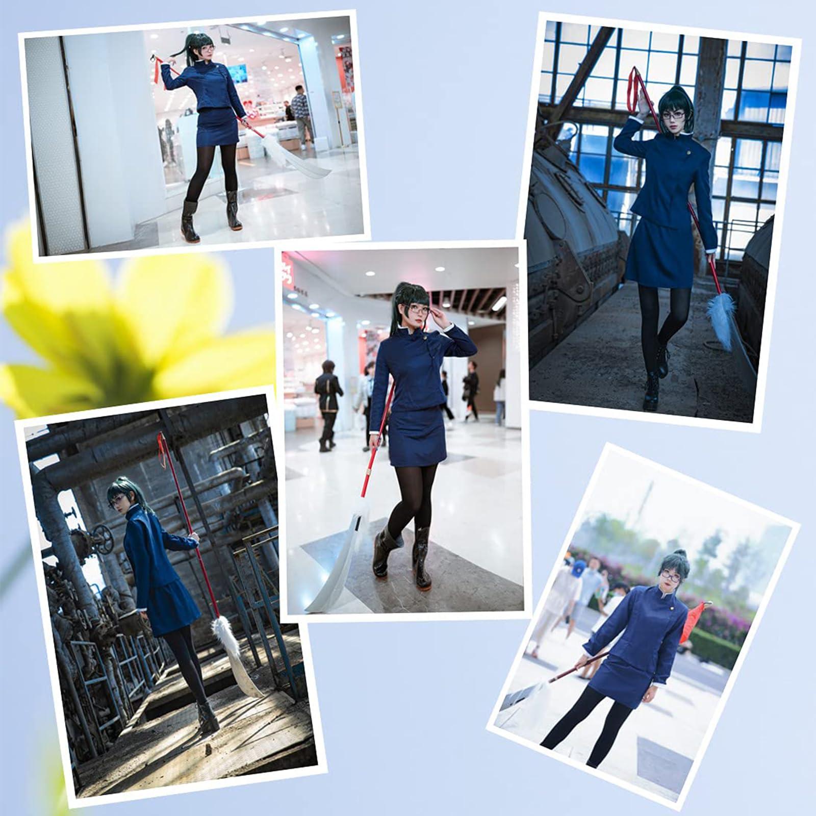IOPBOT IOPBOT Anime JJK Jujutsu Zenin Maki Cosplay Costume Girls Women Japanese School Uniform Skirt Mai Dress Halloween Outfit (blue 01, Small)