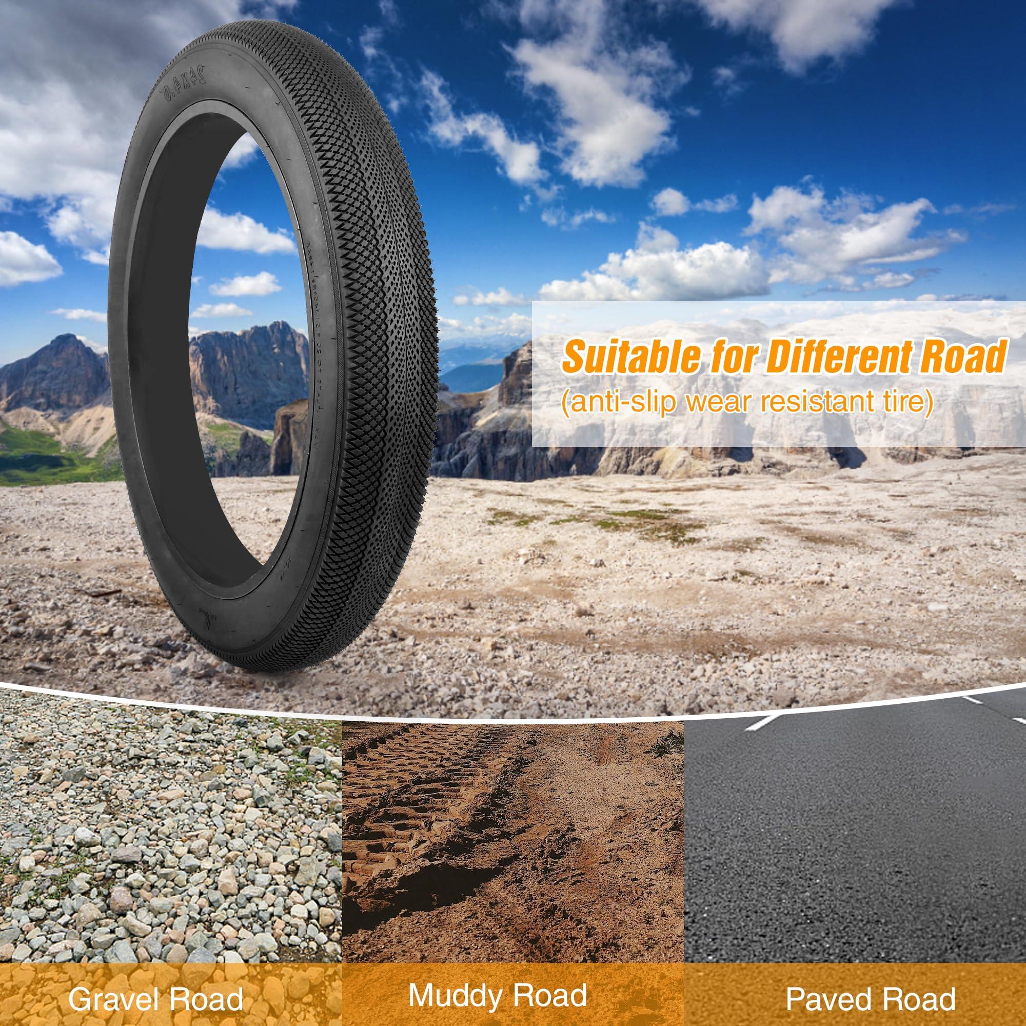 MEGHNA MEGHNA Bike Tire 20/24/26 x 4.0 Mountain Bike Fat Tire with Tubes Groove Tread Foldable Tire 24 inch Replacement for Snow Bike Fat Bike Electric Bike (Black - 1 Tire, 24 x 4.0 inch)